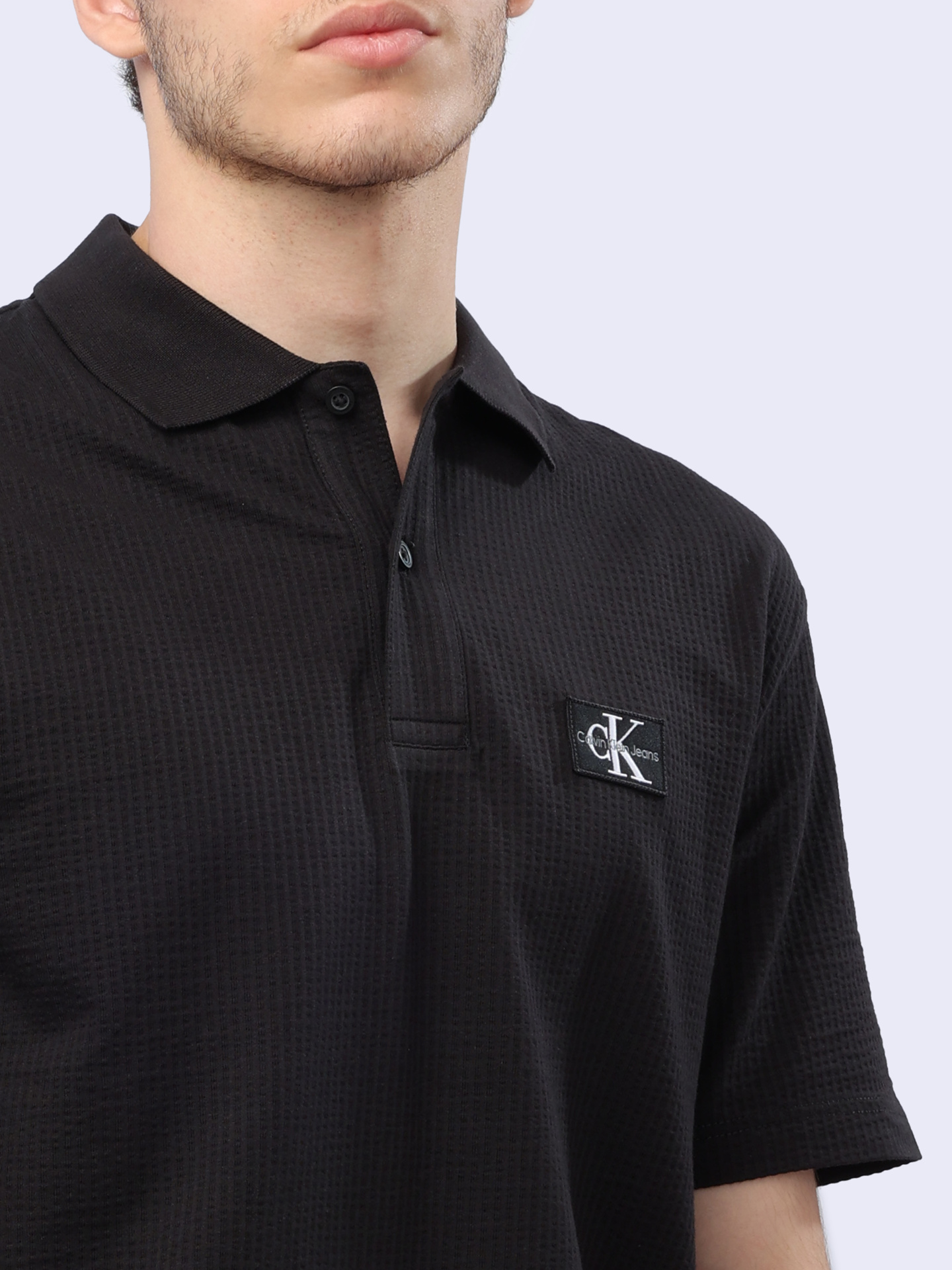 Поло Calvin Klein Jeans J30J325433 черное мужское из хлопка — купить в интернет-магазине Verdistore