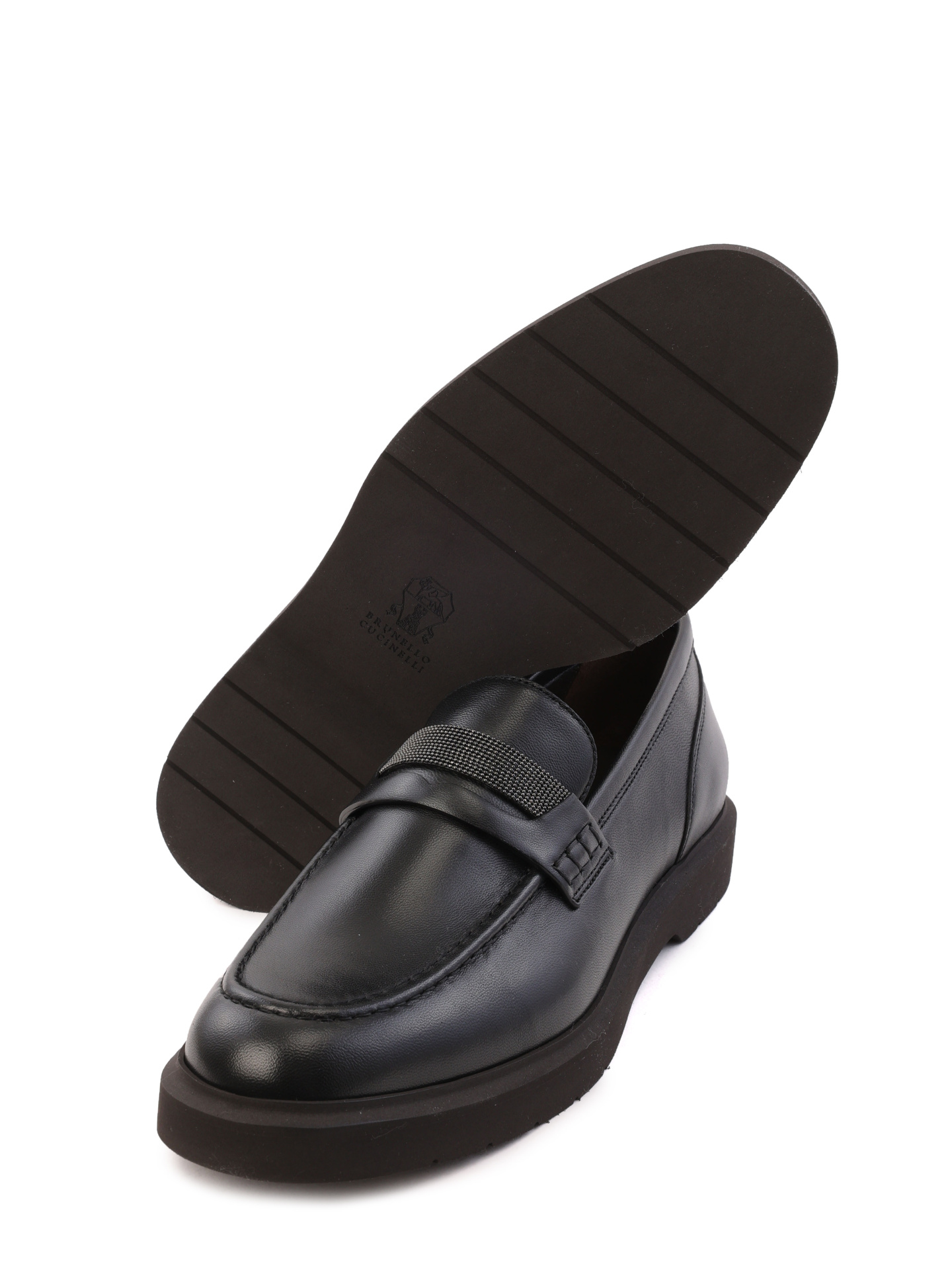 Лоферы Brunello Cucinelli MZNAGB1213 C101 черные женские из кожи — купить в интернет-магазине Verdistore