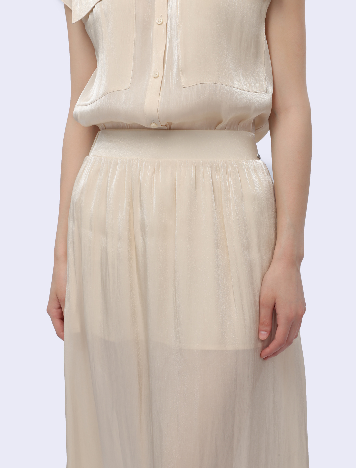 Юбка Armani Exchange 3DYN19 YNUUZ 1787 бежевая женская из струящейся ткани — купить в интернет-магазине Verdistore