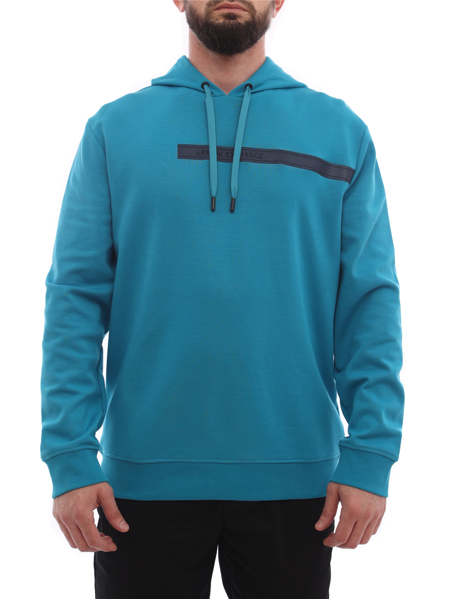 Худи Armani Exchange 3LZMAM ZJ8QZ 15BB голубое мужское из хлопка — купить в интернет-магазине Verdistore