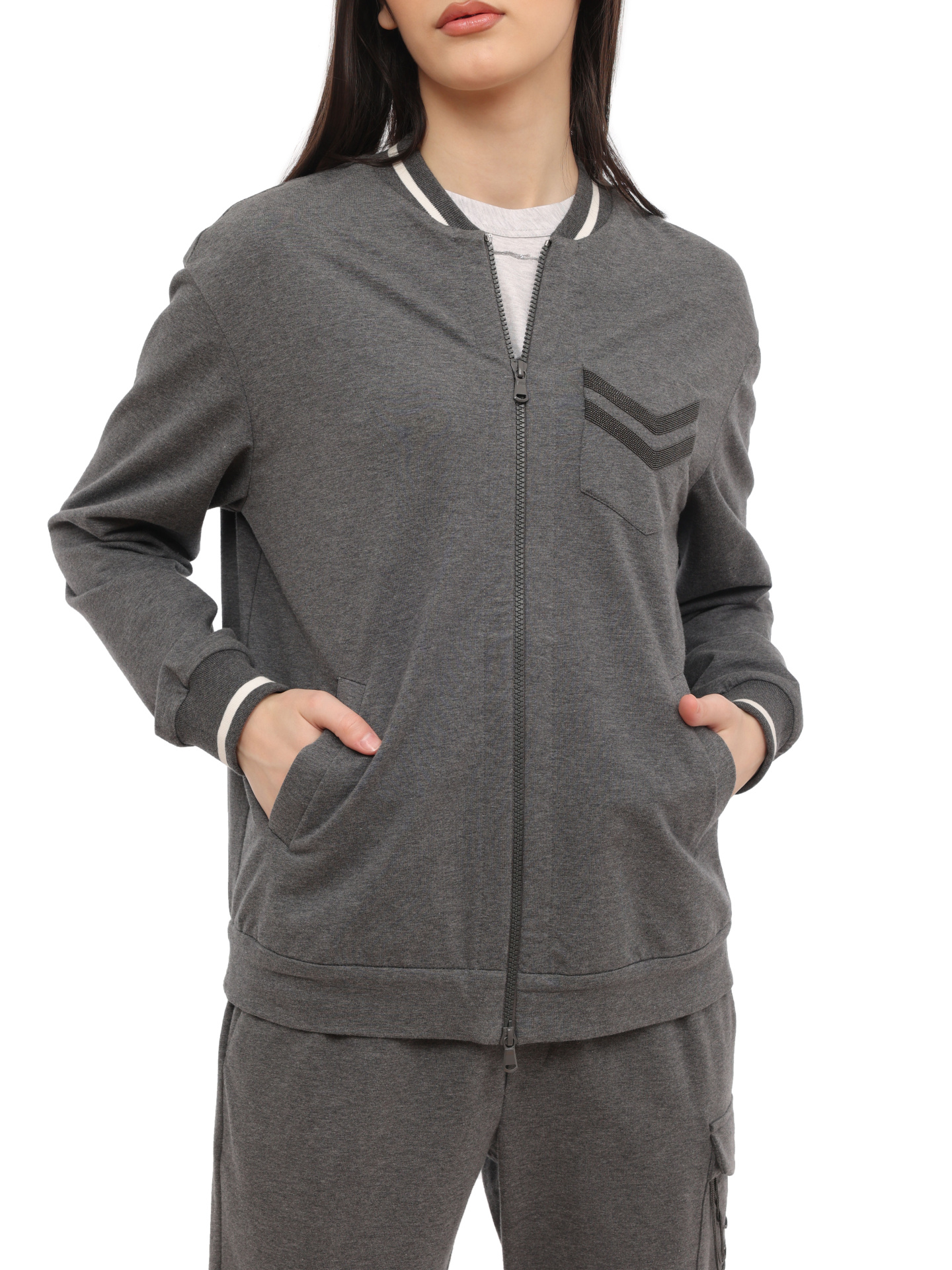 Мастерка Brunello Cucinelli MH827S7106 серая женская — купить в интернет-магазине Verdistore