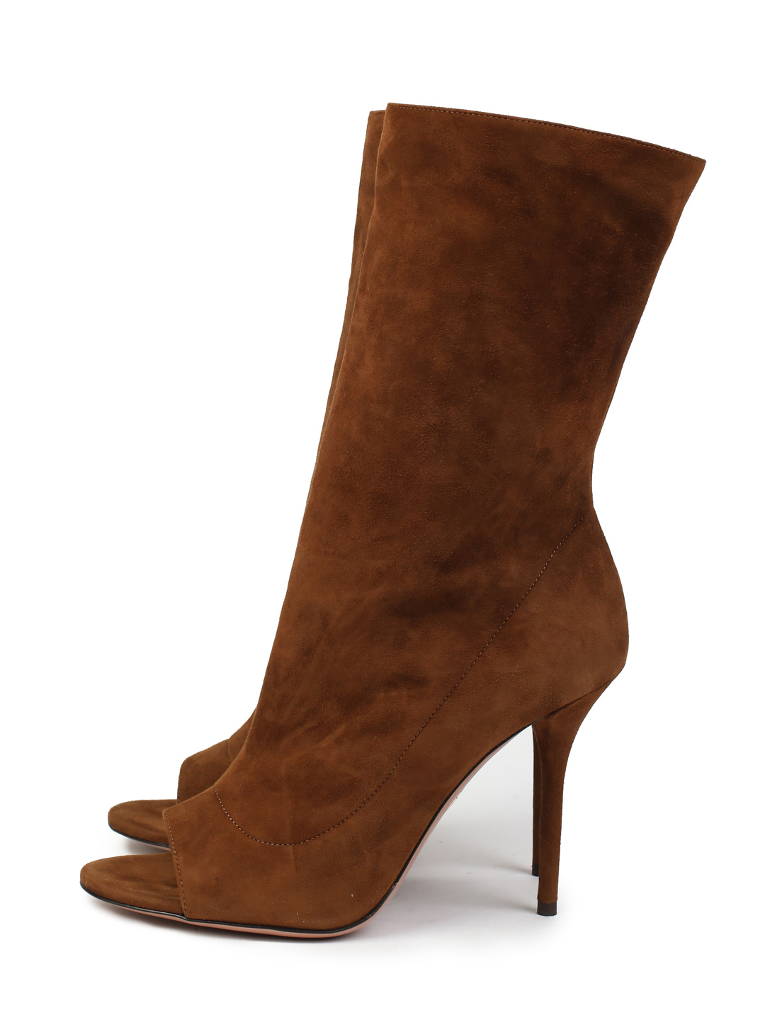 Ботильоны Aquazzura TCHHIG80 коричневые женские с открытым носом — купить в интернет-магазине Verdistore