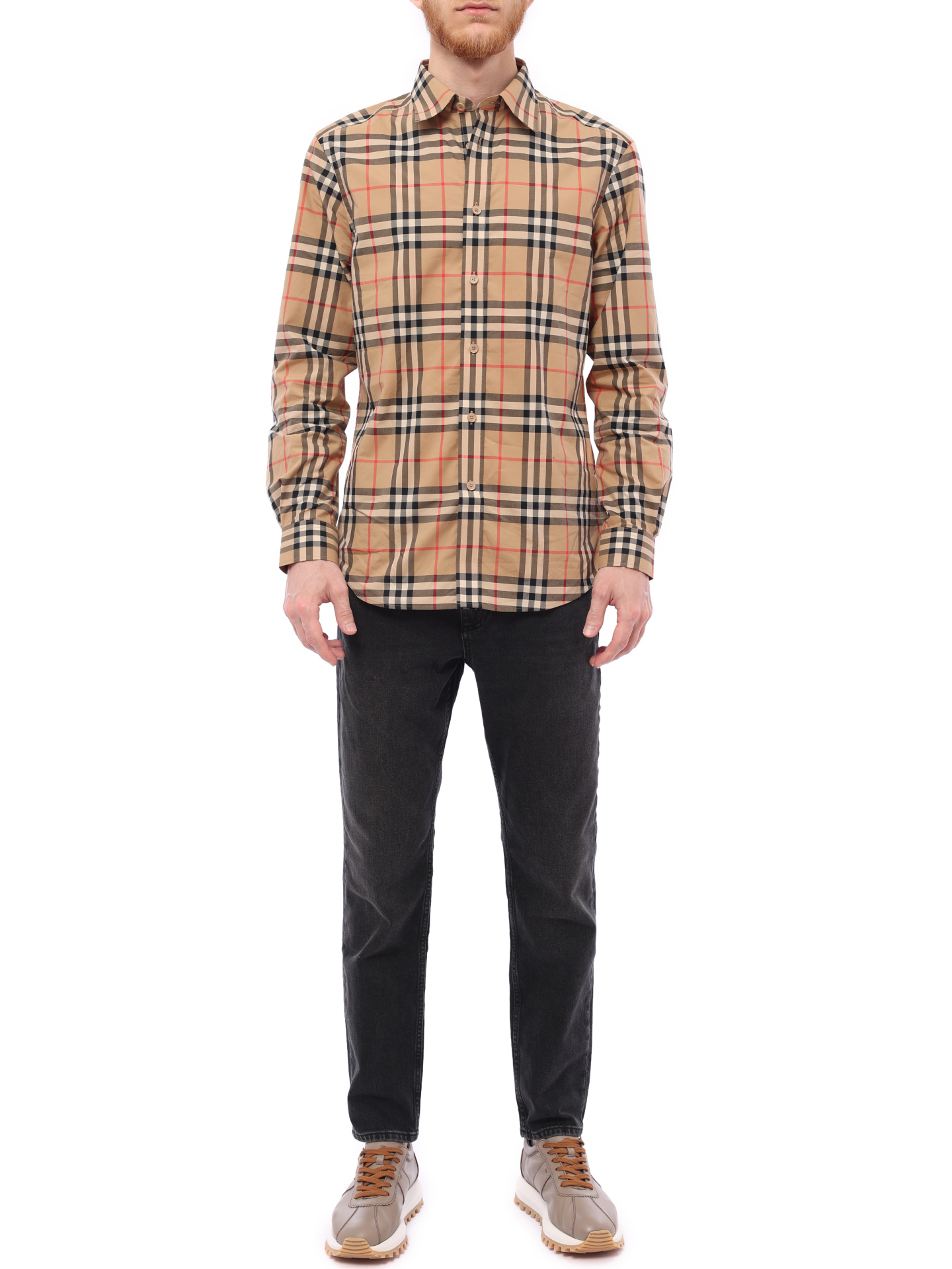 Рубашка Burberry 8020863 A7028 хлопковая мужская в клетку — купить в интернет-магазине Verdistore
