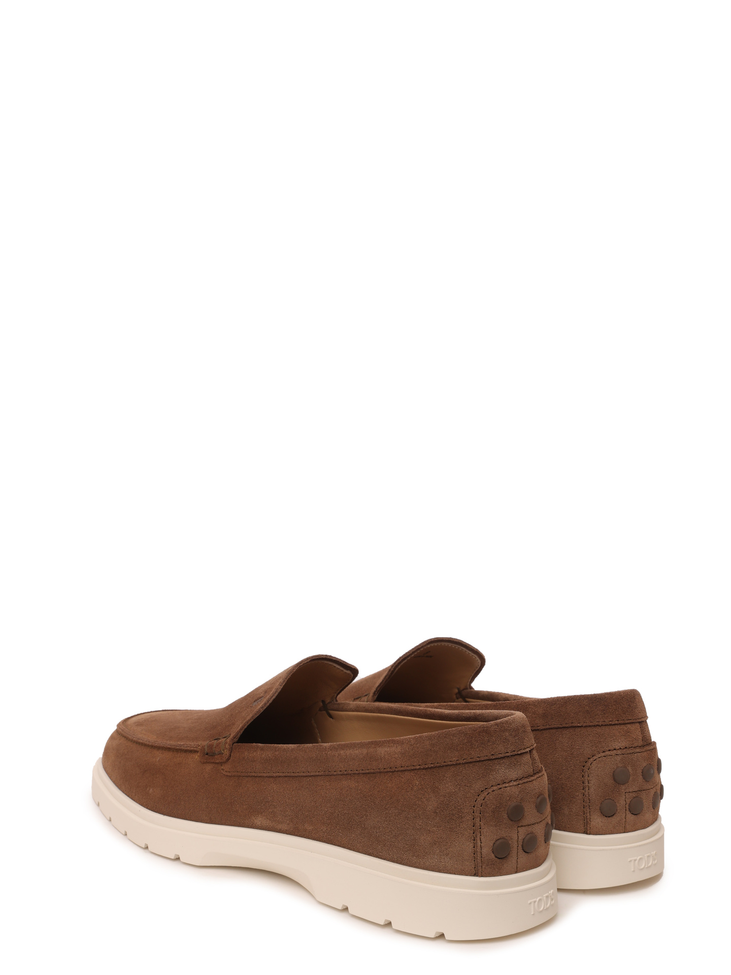 Лоферы замшевые коричневые на изогнутой белой подошве — купить в интернет-магазине Verdistore