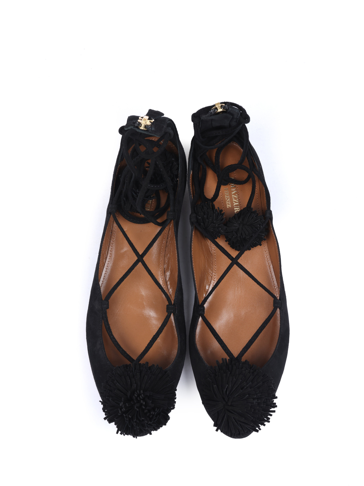 Балетки Aquazzura Sunshine Flat 000 черные женские замшевые — купить в интернет-магазине Verdistore