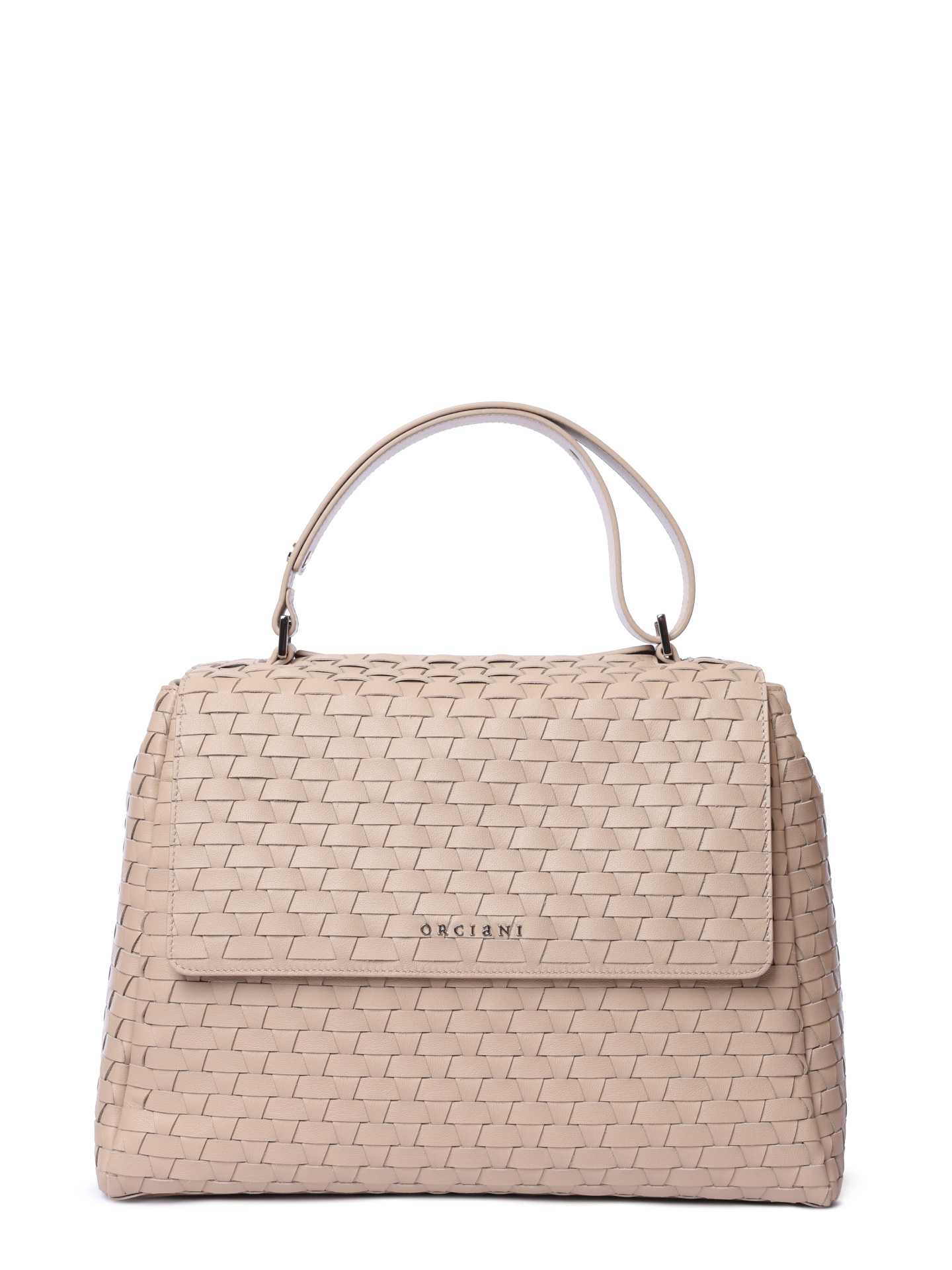 Сумка BT2006 Sveva M nappa woven avorio светло-бежевая из телячьей фактурной кожи — купить в интернет-магазине Verdistore