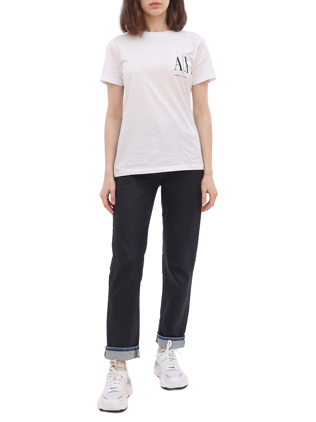 Джинсы Armani Exchange 6GYJ06 1593 черные женские прямого кроя — купить в интернет-магазине Verdistore