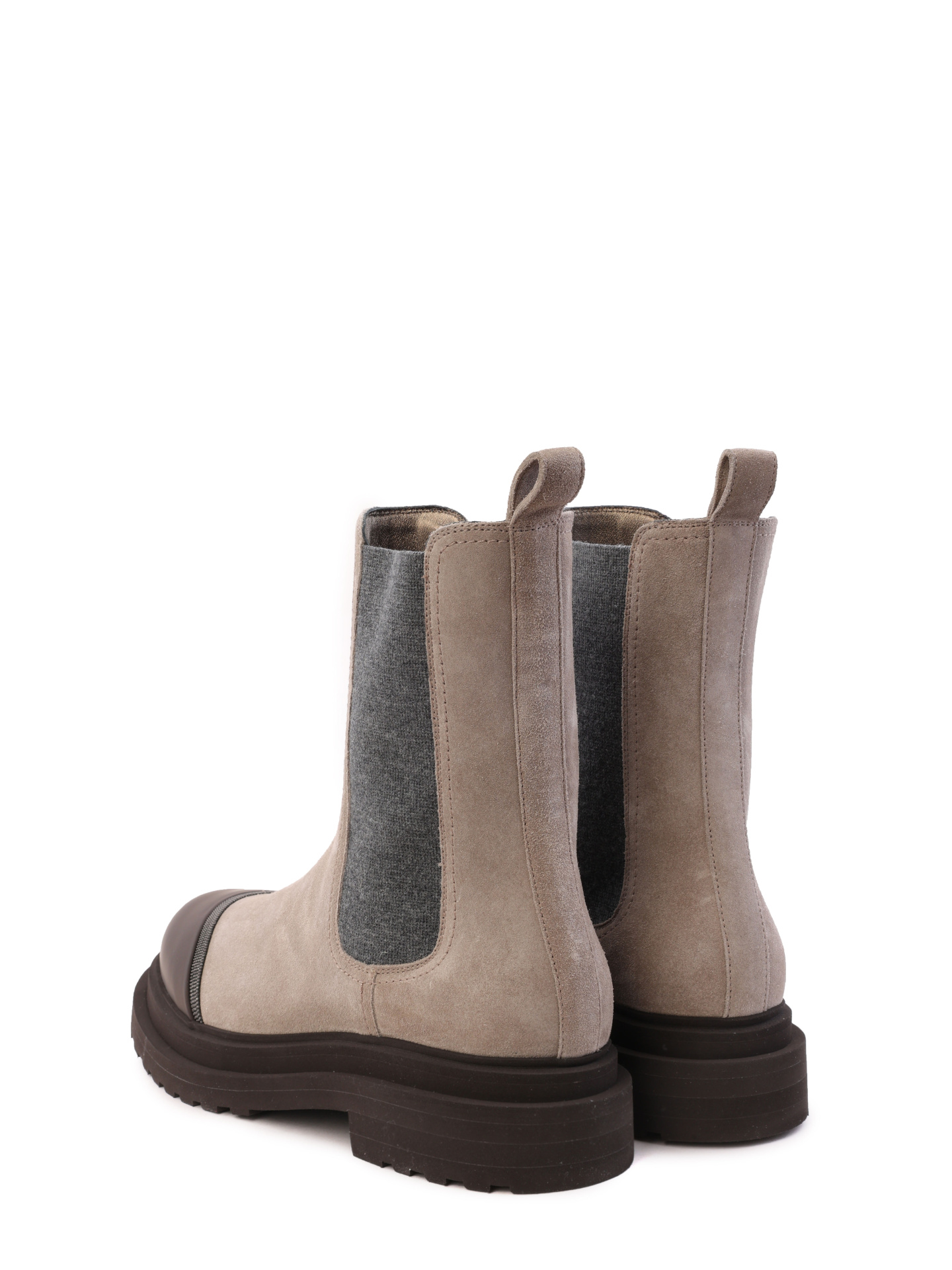 Ботинки Brunello Cucinelli MZSFGB1174 CBT71 бежевые женские из замши — купить в интернет-магазине Verdistore