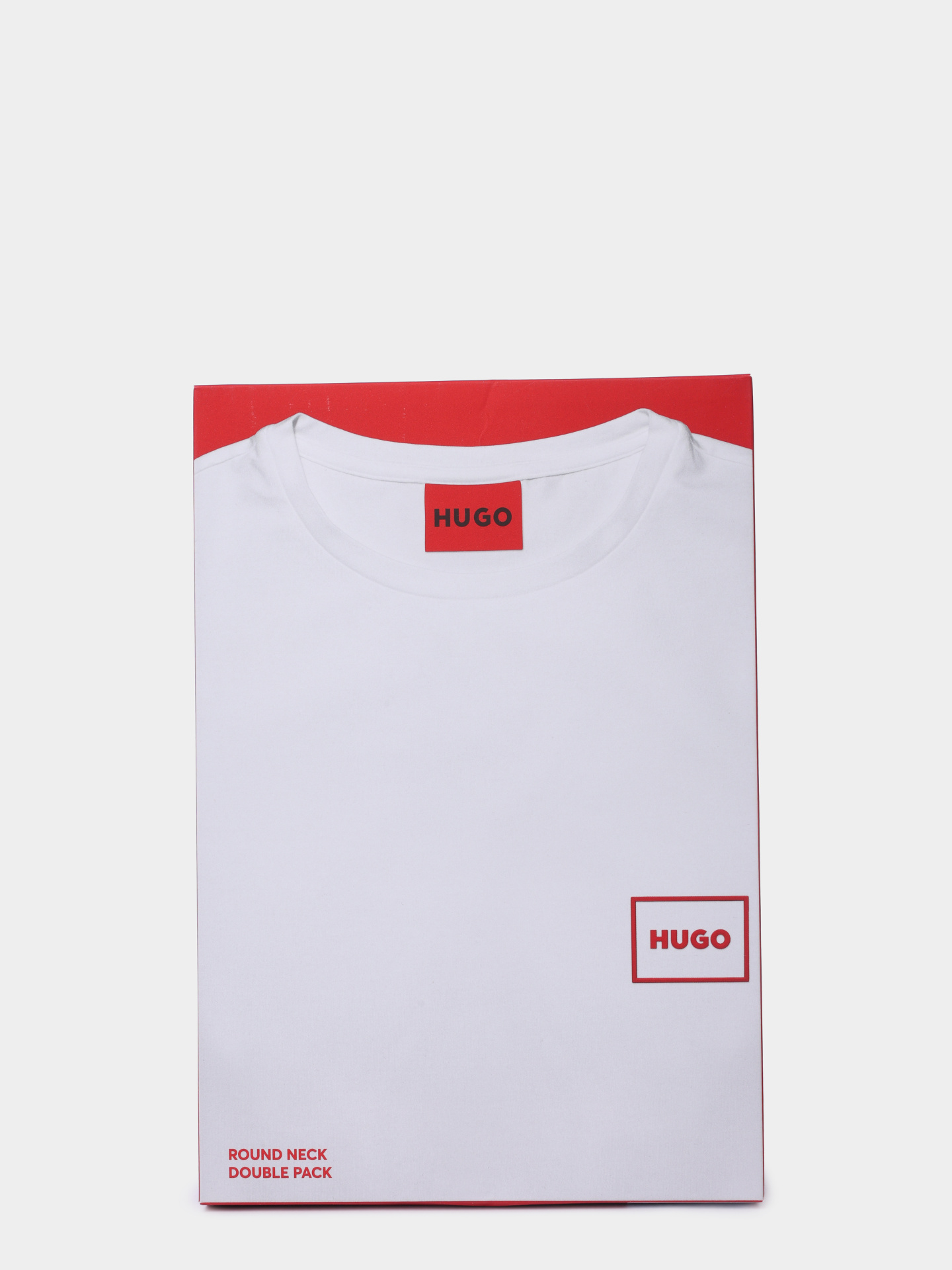 Футболка комплект 2 пары HUGO RED Dugopak 10266462 01 50548566 100 белая мужская с красным патчем-логотипом — купить в интернет-магазине Verdistore