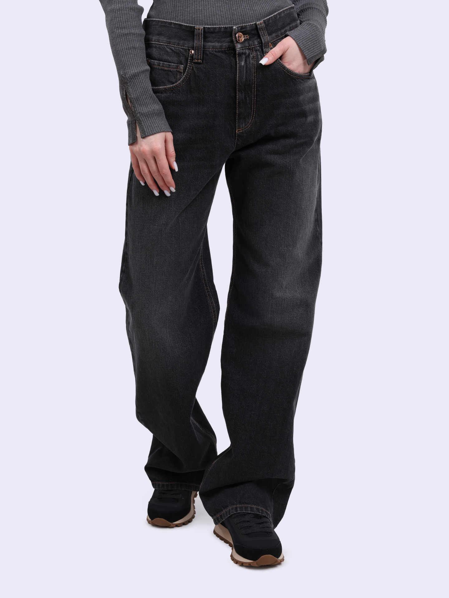 Джинсы Brunello Cucinelli MA095B1147 C8999 темно-серые женские — купить в интернет-магазине Verdistore