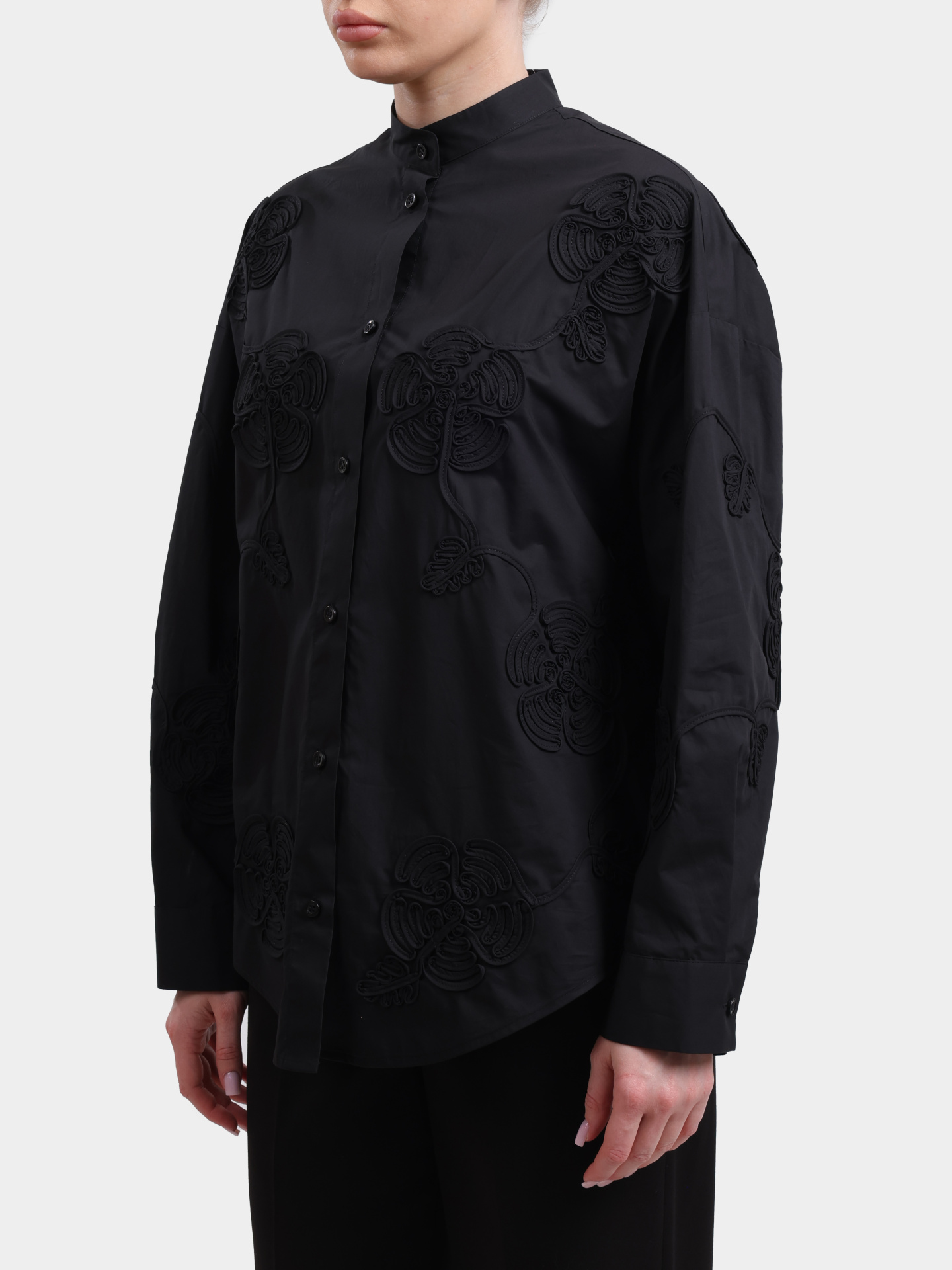 Блузка Liu-Jo BLACK LABEL CA6170 T039A 22222 черная женская с крупной вышивкой — купить в интернет-магазине Verdistore