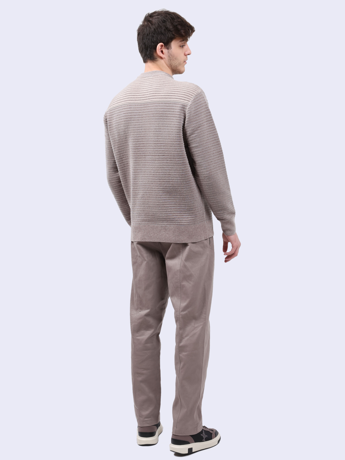 Свитер Armani Exchange 6DZM2P ZM4PZ 17AC бежевый мужской в полоску — купить в интернет-магазине Verdistore