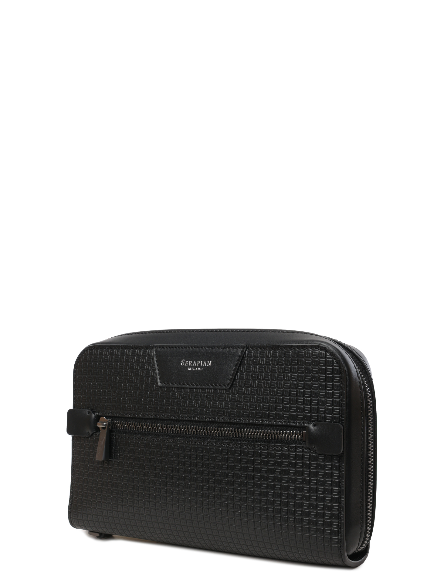 Косметичка черная кожаная с монограммным логотипом — купить в интернет-магазине Verdistore