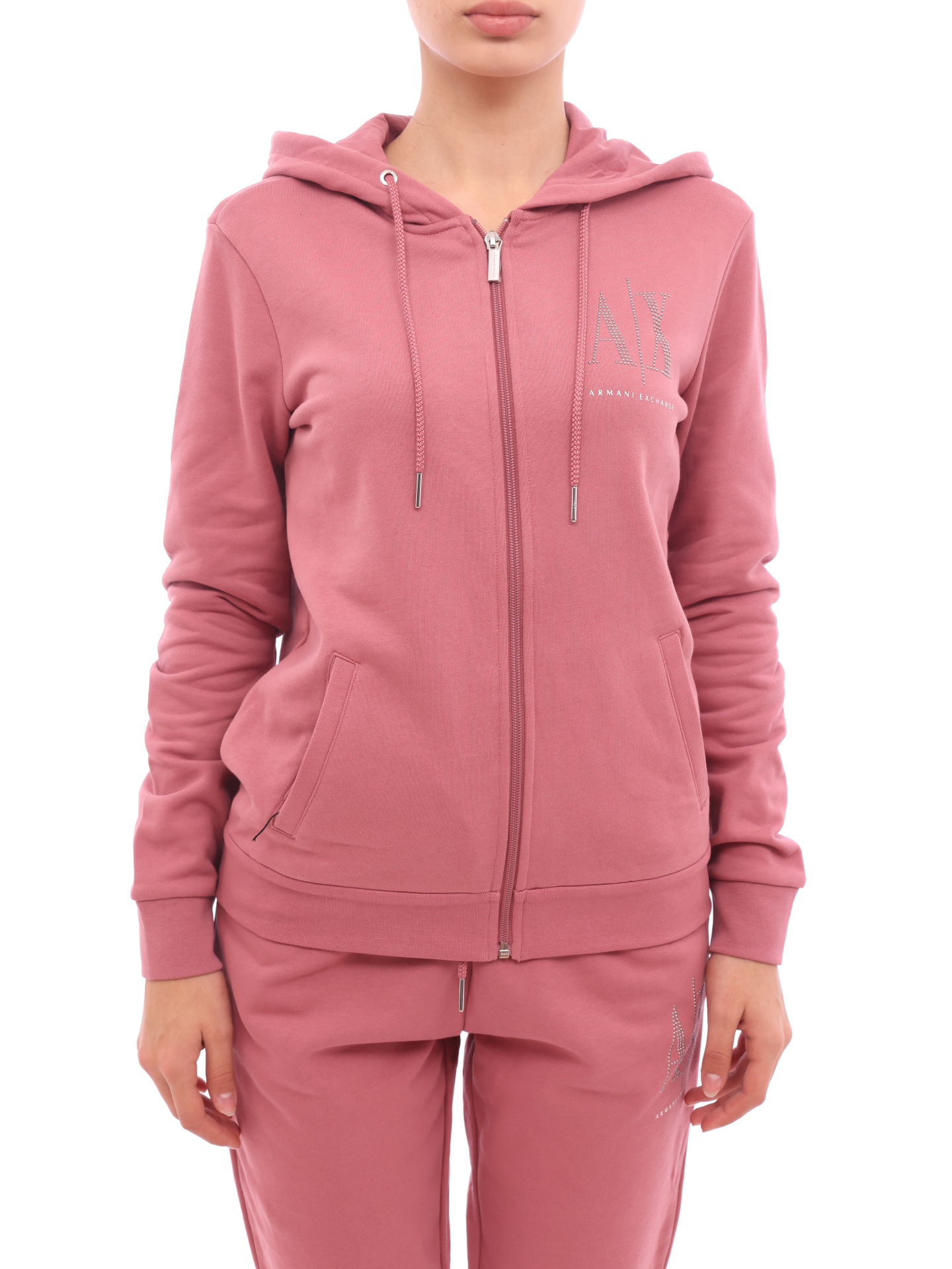 Мастерка Armani Exchange 8NYM21 YJ68Z 1493 розовая женская с логотипом — купить в интернет-магазине Verdistore