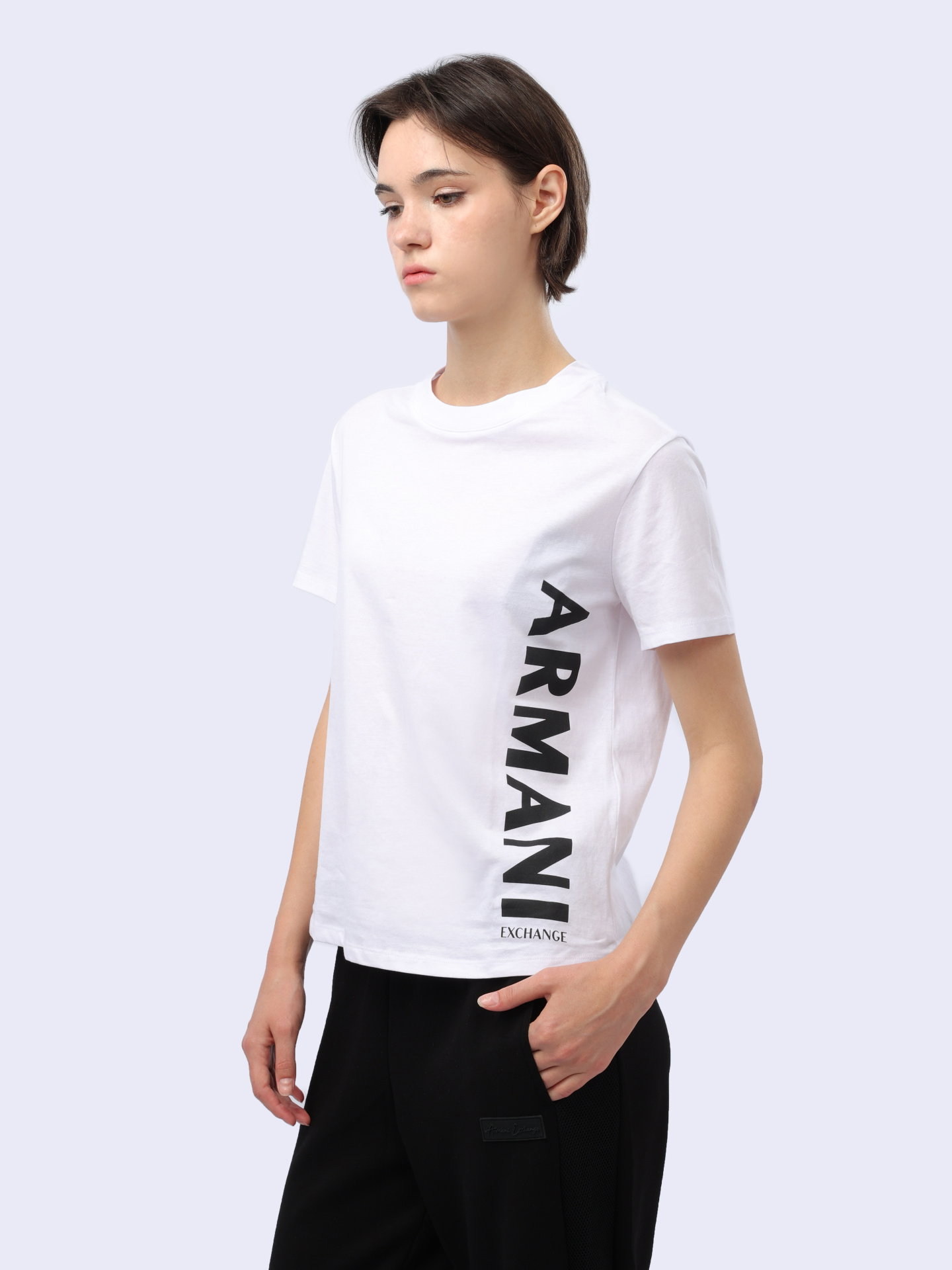 Футболка Armani Exchange 3DYT12 YJG3Z 1000 белая женская из хлопка — купить в интернет-магазине Verdistore