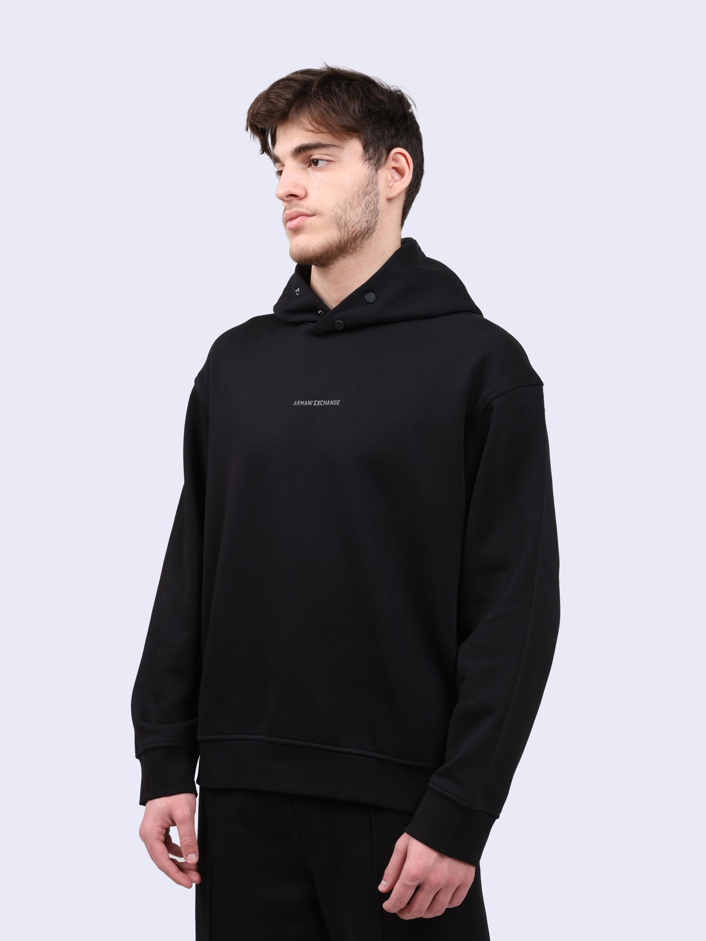 Худи Armani Exchange 6DZMLJ ZJ4XZ 1200 черное мужское из хлопка — купить в интернет-магазине Verdistore