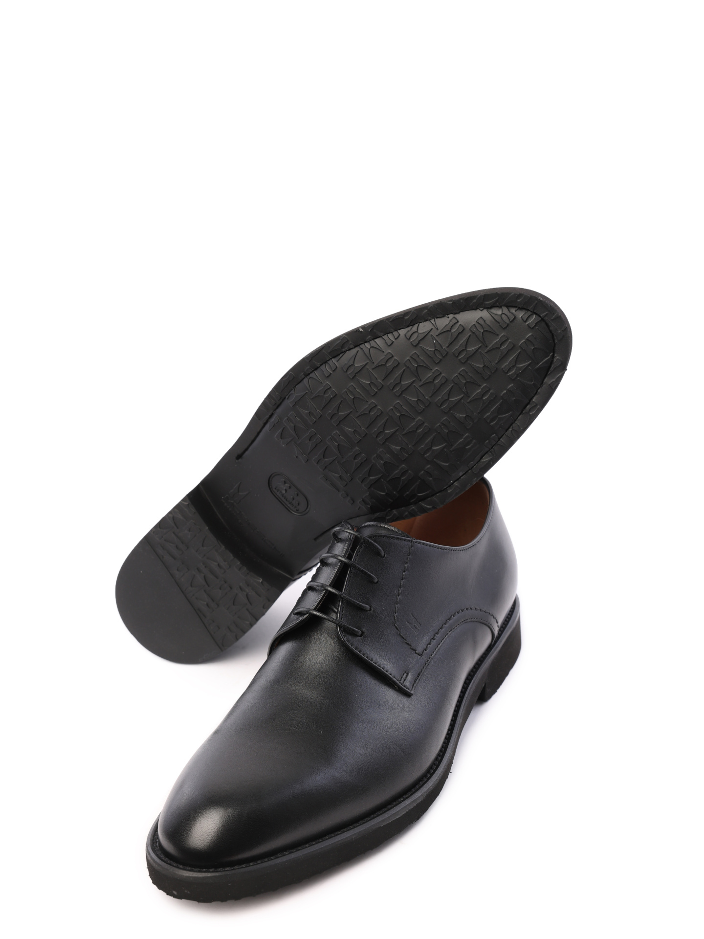 Дерби на высоком каблуке черные из гладкой кожи  — купить в интернет-магазине Verdistore