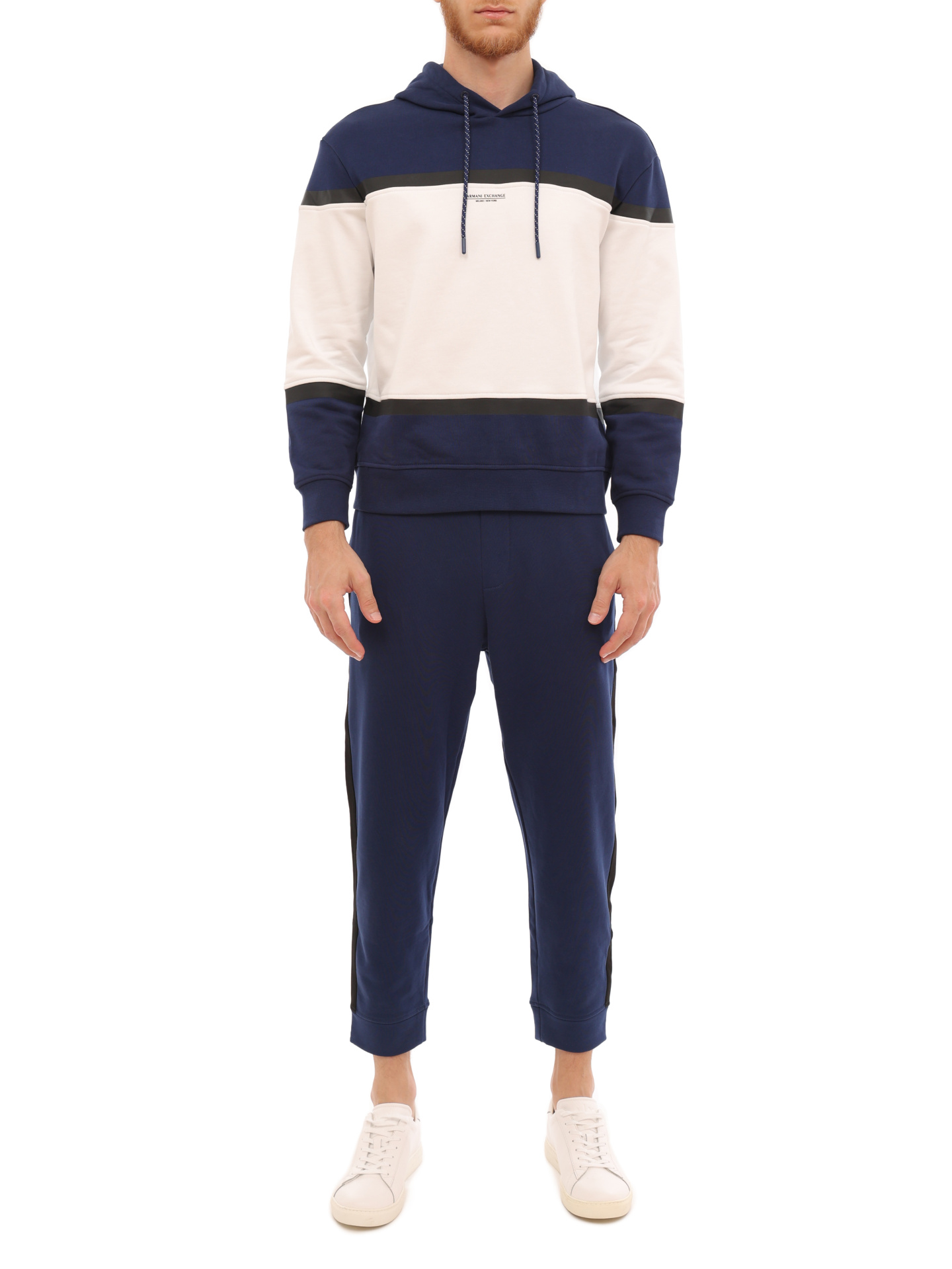Брюки Armani Exchange 3LZPLA ZJ4XZ 85BM синие мужские с контрастной отделкой — купить в интернет-магазине Verdistore