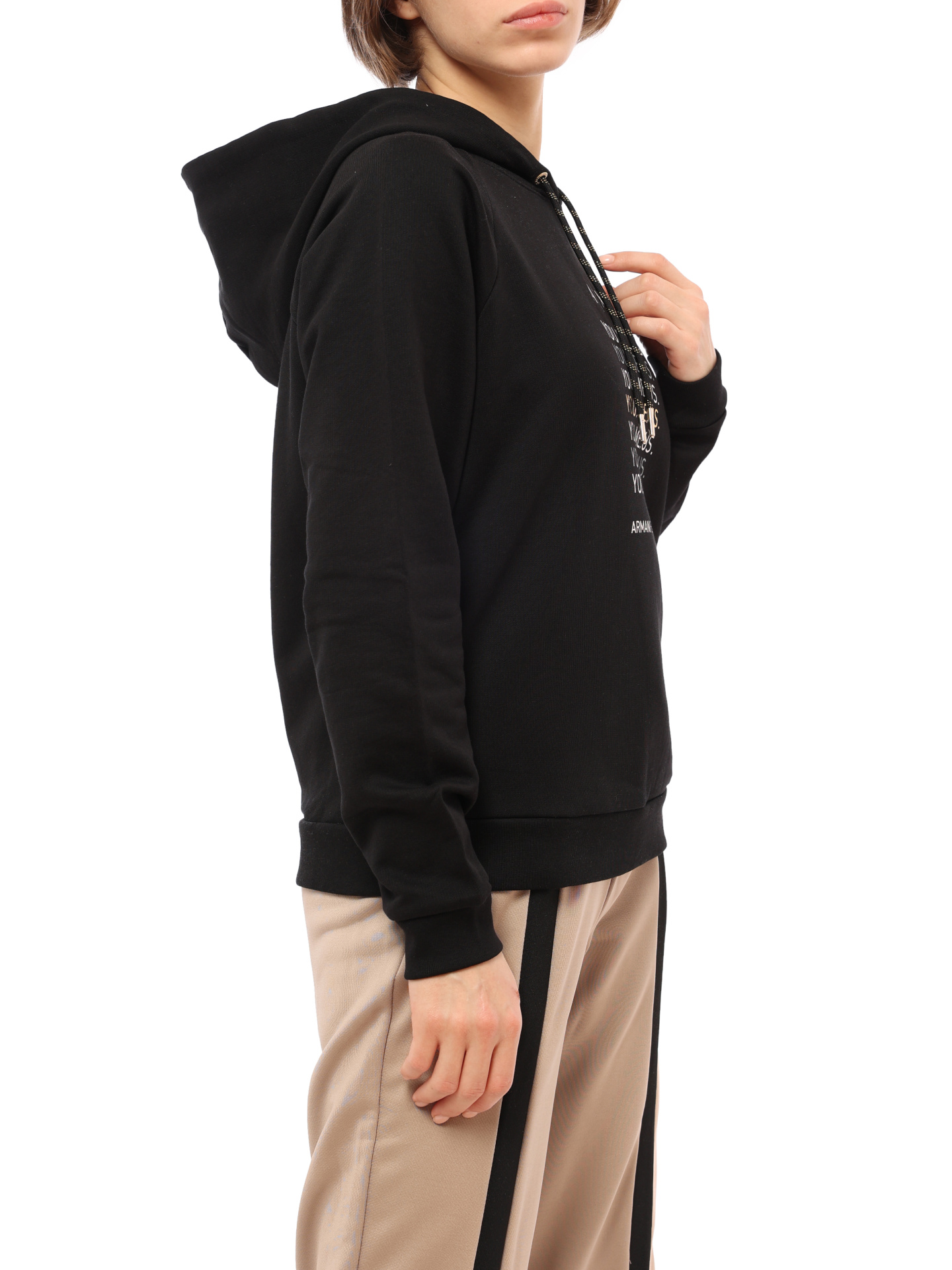 Худи Armani Exchange 6LYM27 YJ5VZ 1200 черное женское с логотипом — купить в интернет-магазине Verdistore