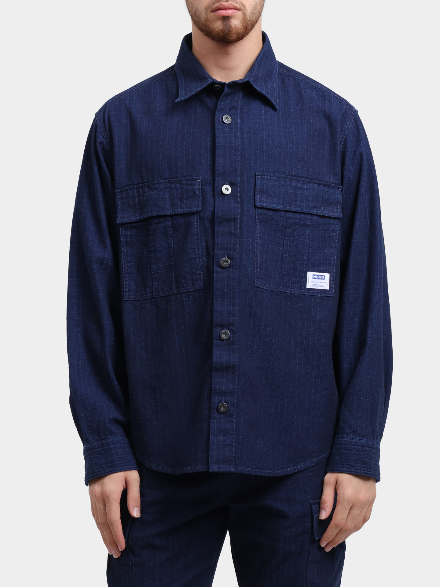Рубашка Hugo Ebargo 10274169 01 темно-синяя мужская — купить в интернет-магазине Verdistore