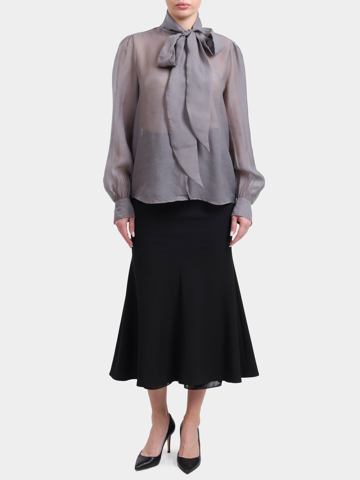 Блуза Hugo 50553205 063 серая женская с бантом — купить в интернет-магазине Verdistore