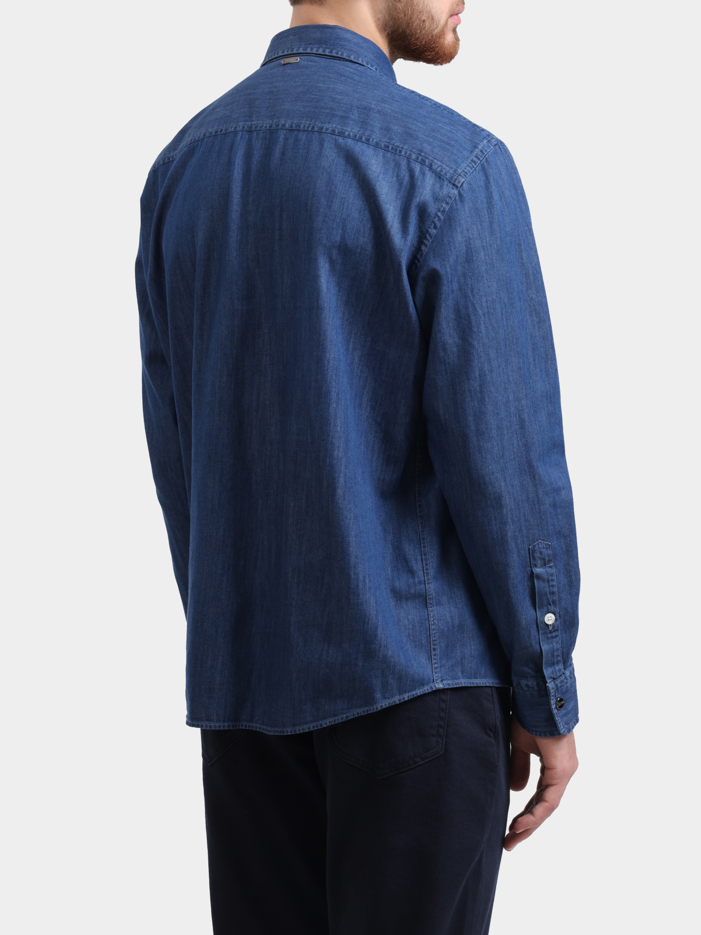 Рубашка Herno CM000009U 13251 9121 синяя мужская с накладными карманами — купить в интернет-магазине Verdistore