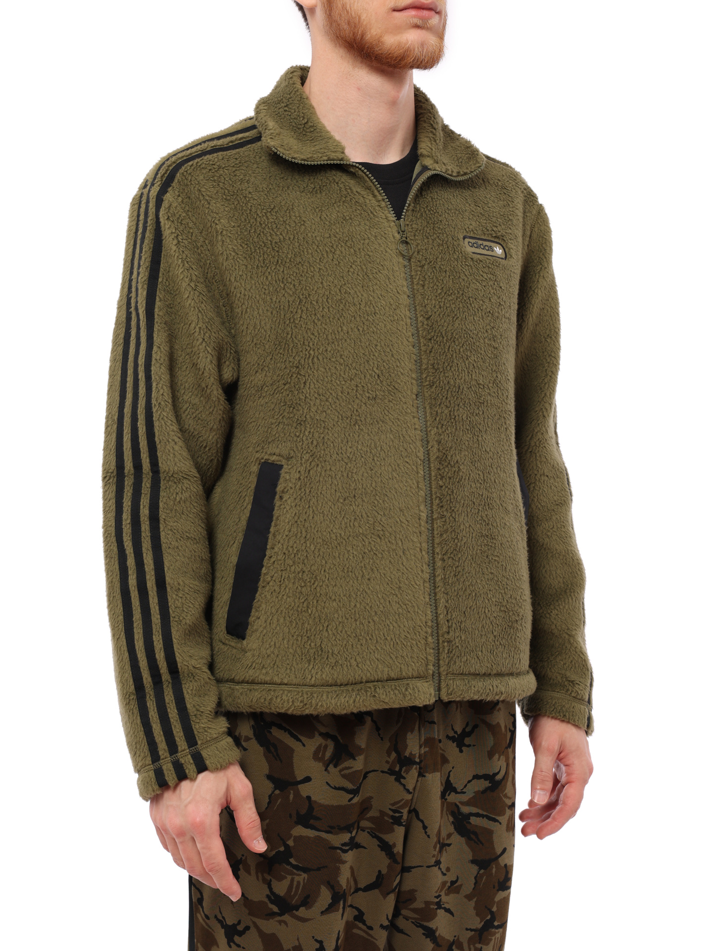 Мастерка Adidas H31297 оливковая мужская из плюшевого флиса — купить в интернет-магазине Verdistore