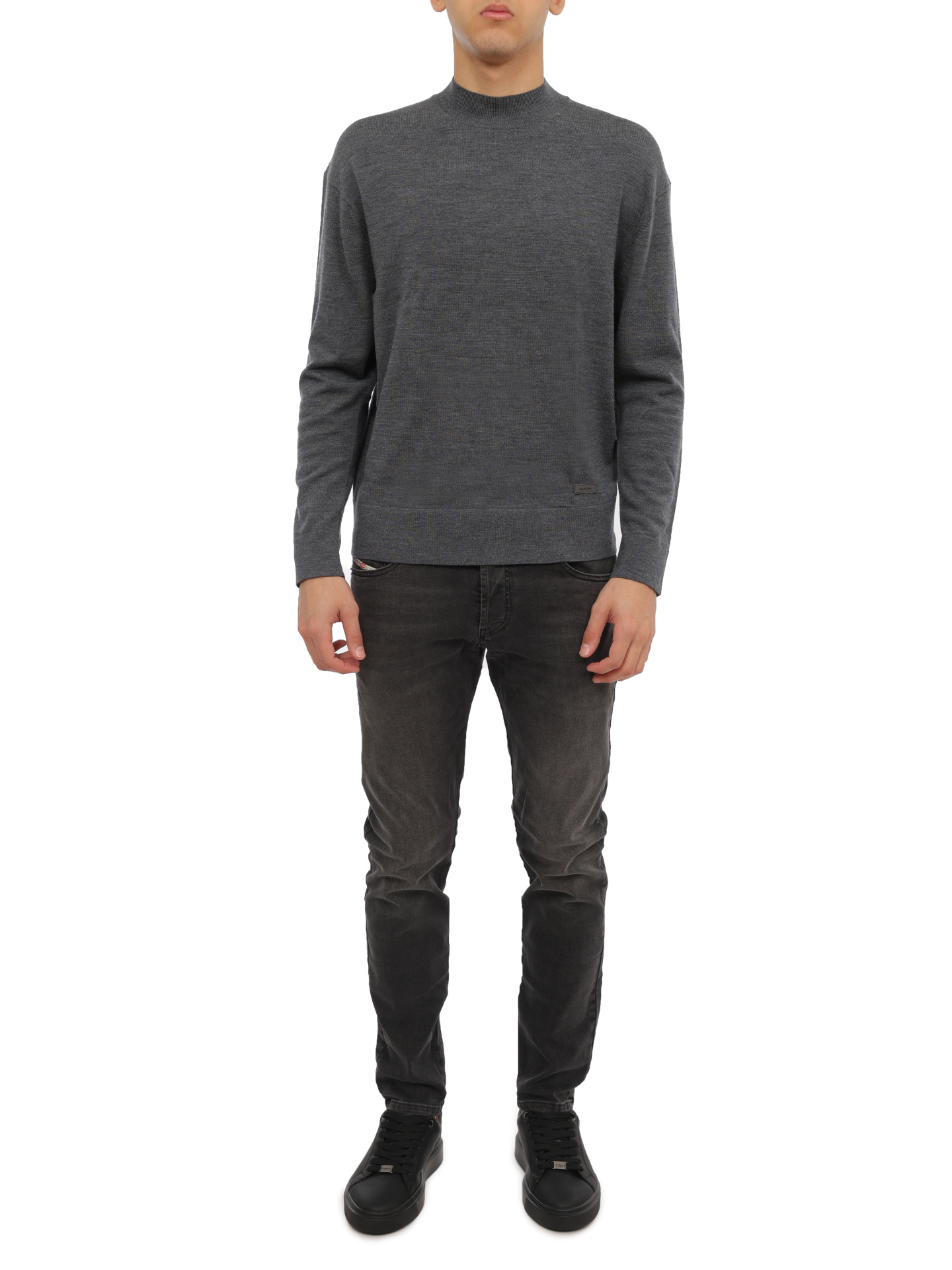Свитер Calvin Klein Calvin Klein K10K111942 P4E темно-серый мужской из шерсти — купить в интернет-магазине Verdistore