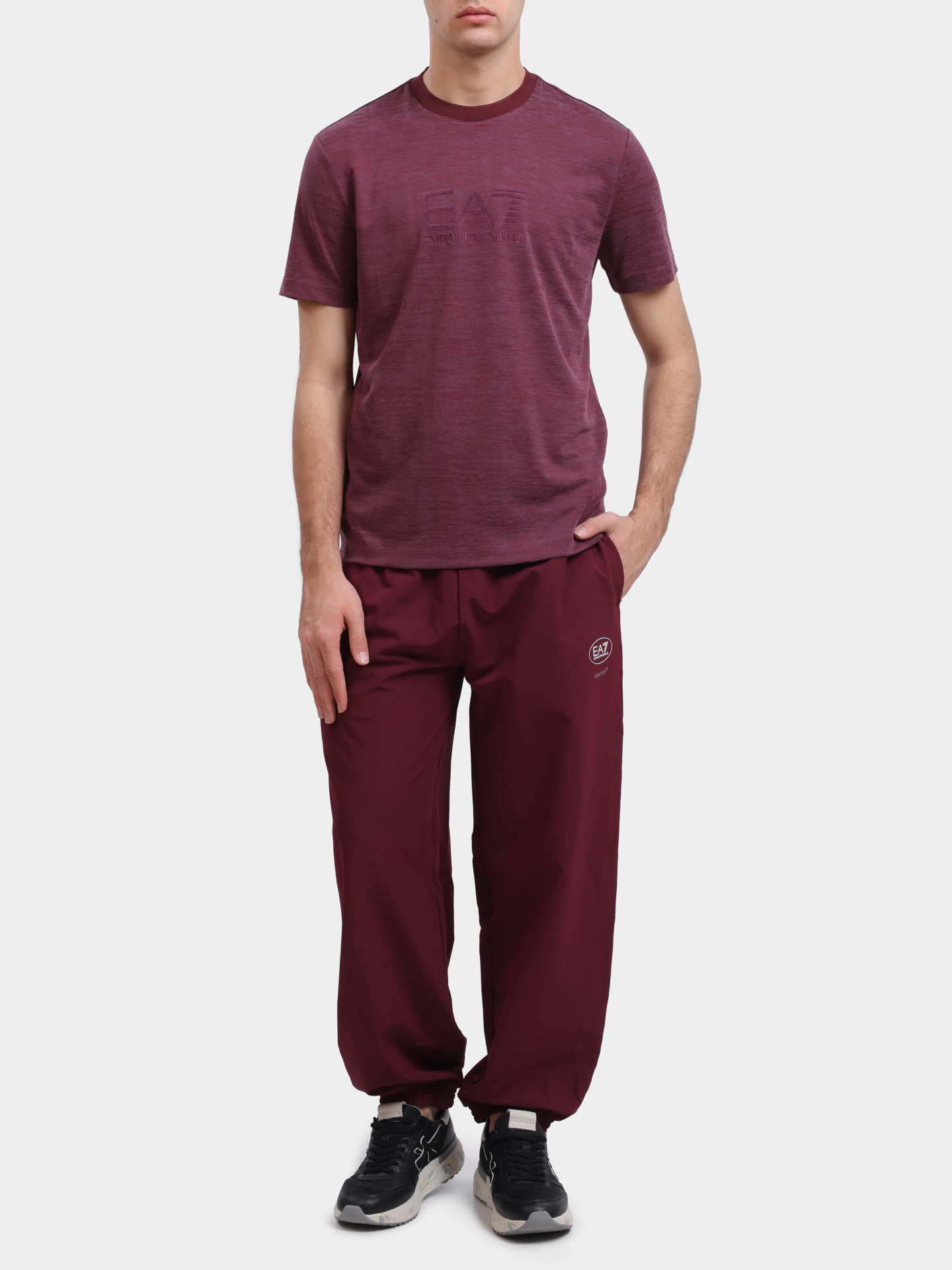 Футболка EA7 7M000755 AF13869 M5064 бордовая мужская — купить в интернет-магазине Verdistore