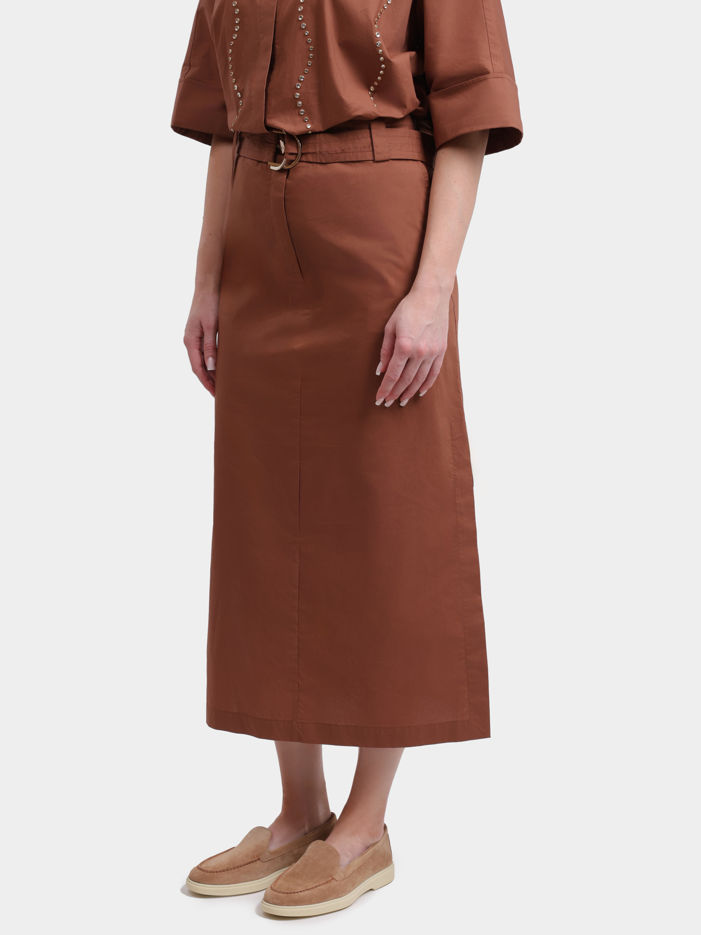 Юбка Liu-Jo BLACK LABEL CA6324 TS246 09032 миди коричневая женская с поясом — купить в интернет-магазине Verdistore