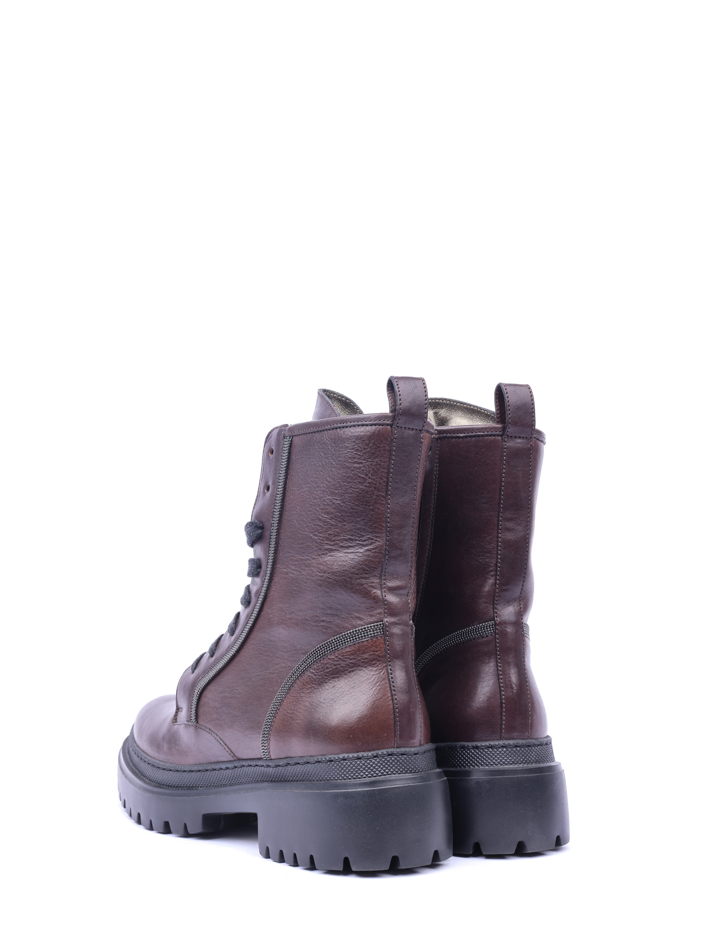 Ботинки Brunello Cucinelli MZSLG1914 C6643 коричневые женские на шнуровке — купить в интернет-магазине Verdistore