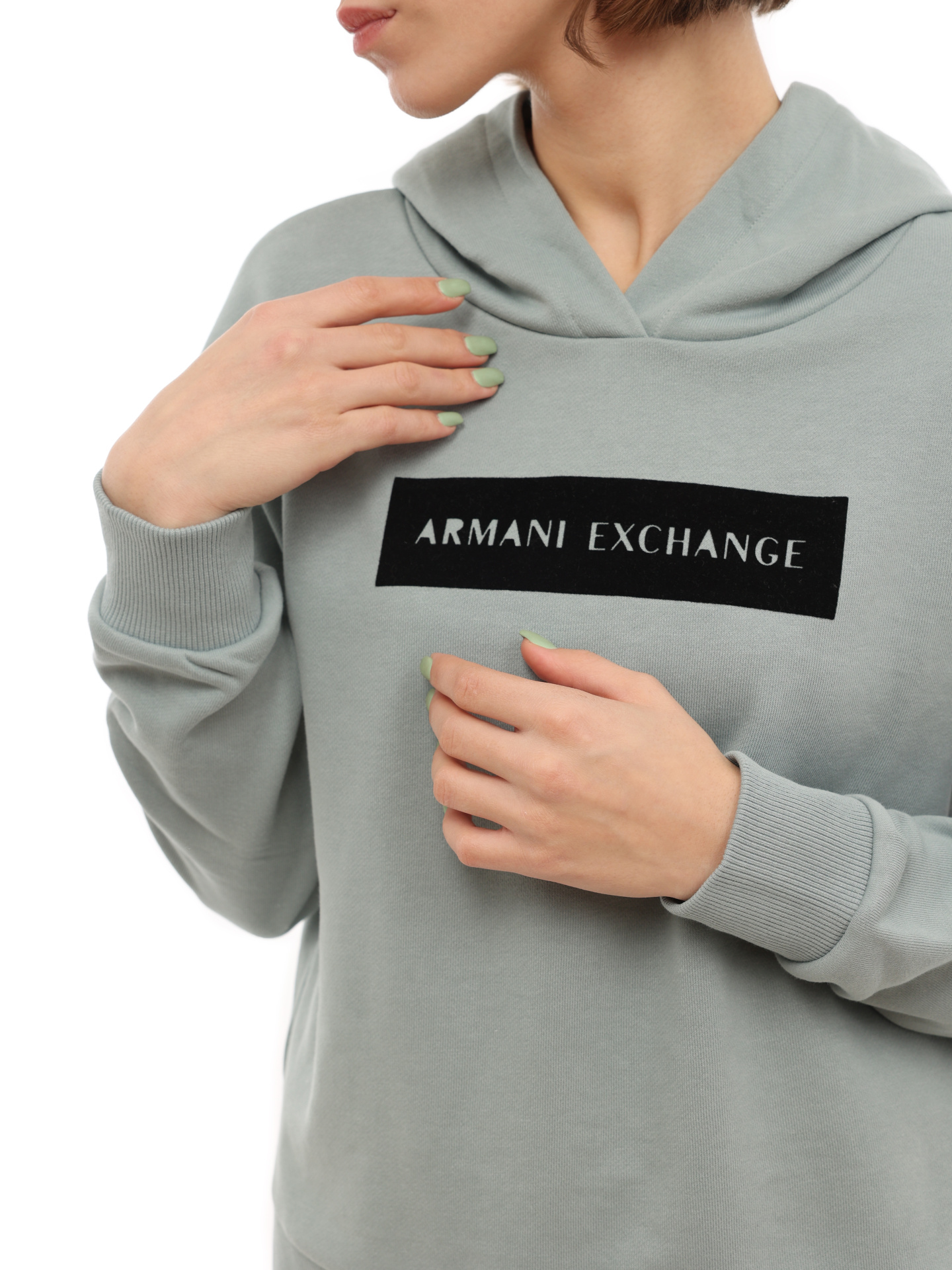Худи Armani Exchange 6LYM10 YJE5Z 1872 голубое женское  — купить в интернет-магазине Verdistore