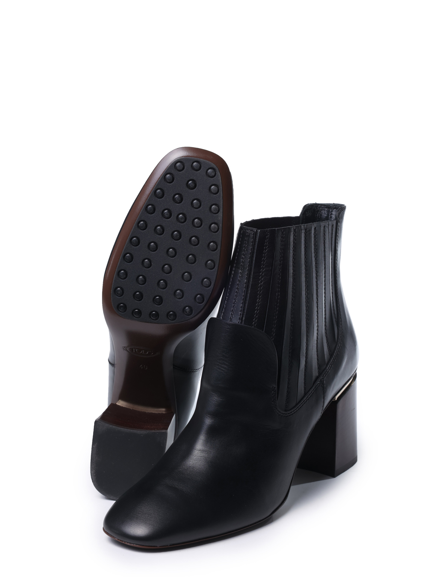 Ботильоны XXW11B0AA40GOCB999 черные кожаные на высоком каблуке  — купить в интернет-магазине Verdistore