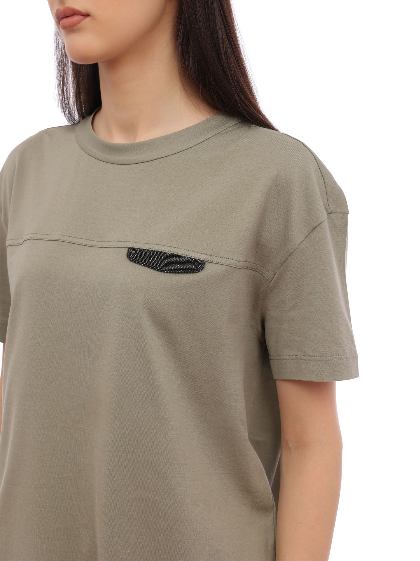 Футболка Brunello Cucinelli M0A45EE510 C8702 светло-зеленая женская из хлопка — купить в интернет-магазине Verdistore