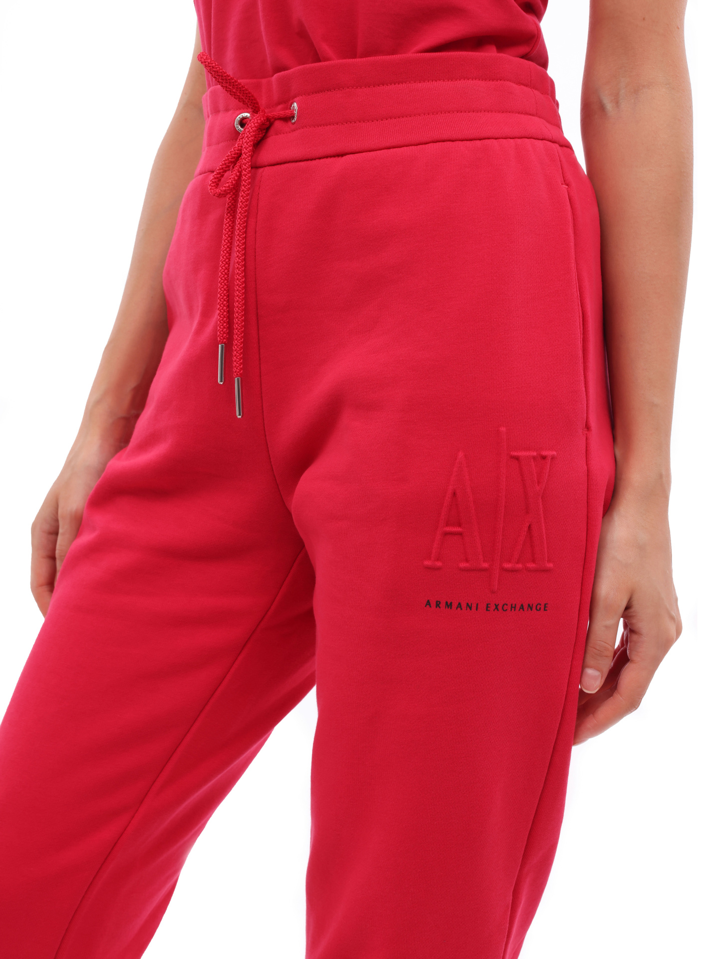 Брюки спортивные Armani Exchange 8NYPFX YJ68Z 1492 красные женские с манжетами — купить в интернет-магазине Verdistore