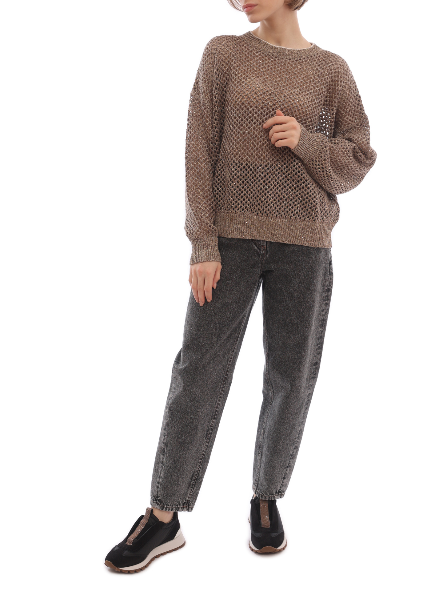 Джемпер Brunello Cucinelli MAJ585210 C1314 сетчатый женский — купить в интернет-магазине Verdistore