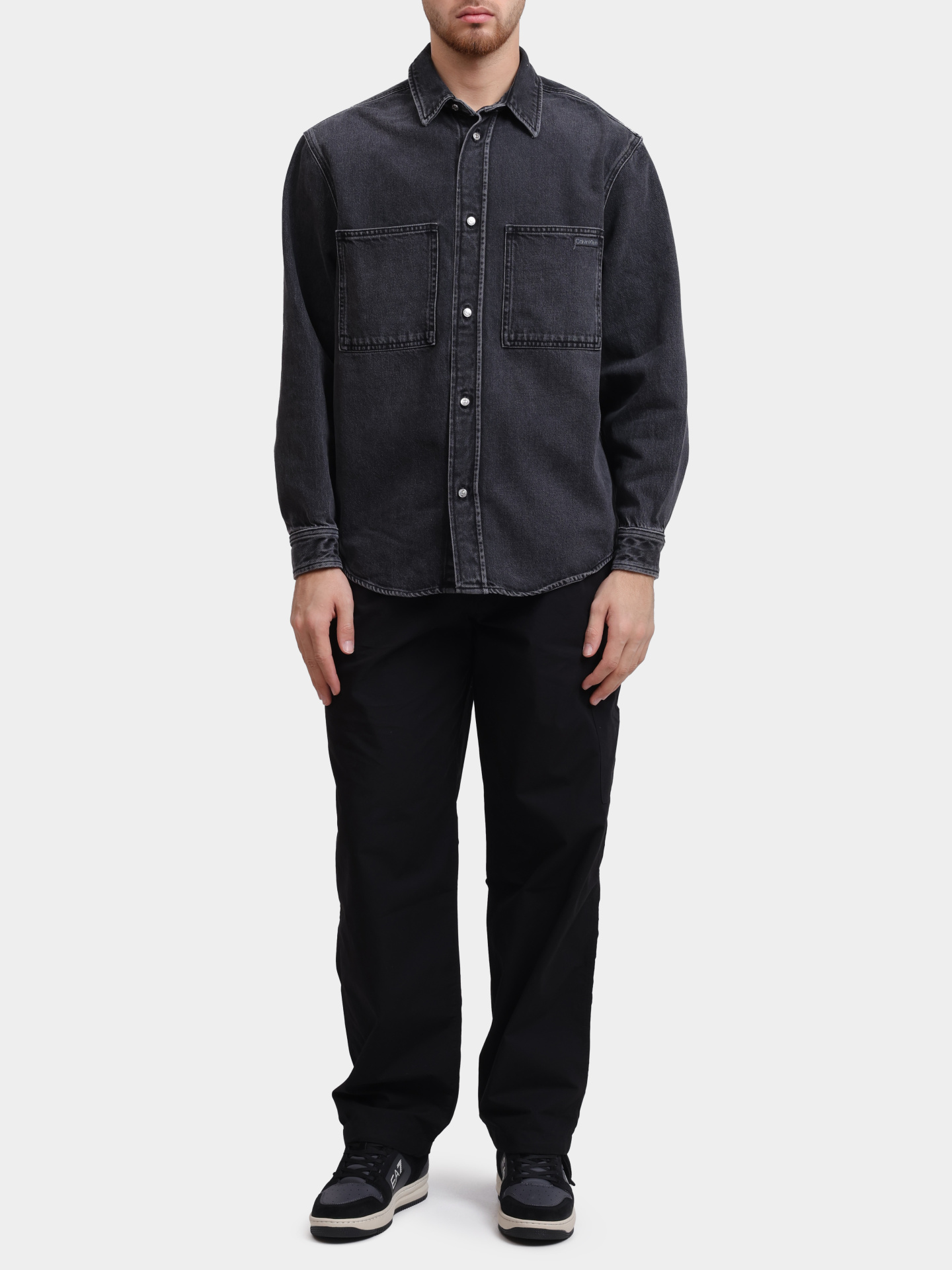 Рубашка Calvin Klein Jeans J30J327558 1BY джинсовая мужская — купить в интернет-магазине Verdistore