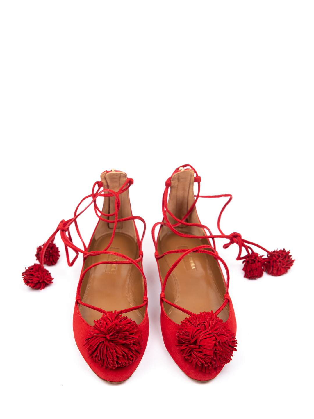Балетки Aquazzura Sunshine Flat F00 красные женские замшевые — купить в интернет-магазине Verdistore