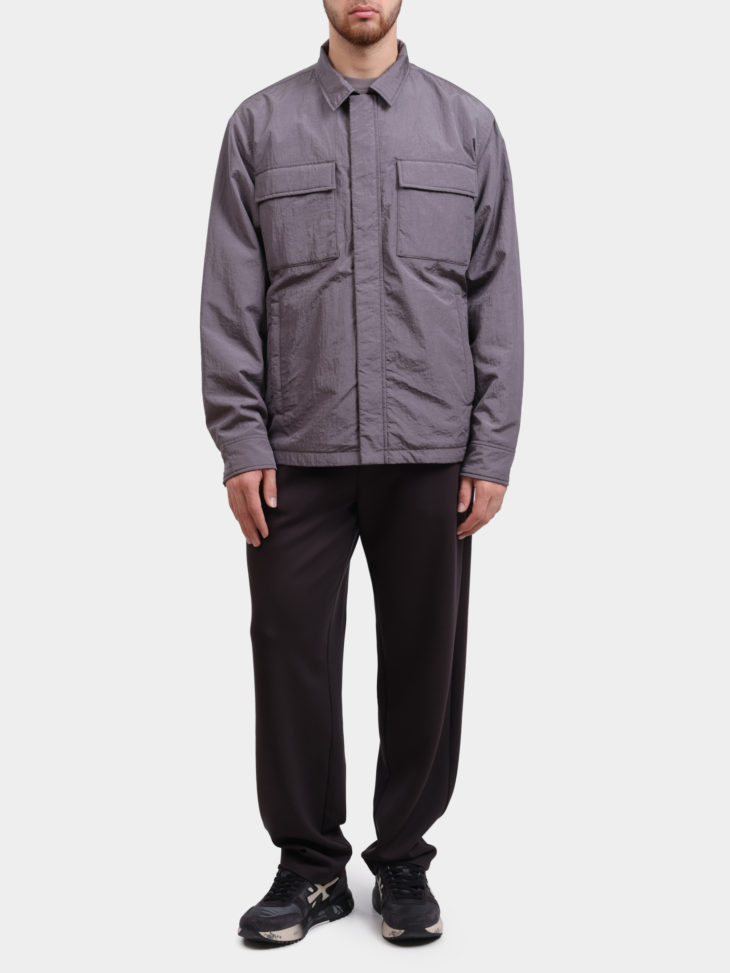 Ветровка EA7 6DPB52 PNHWZ серая мужская с накладными карманами — купить в интернет-магазине Verdistore