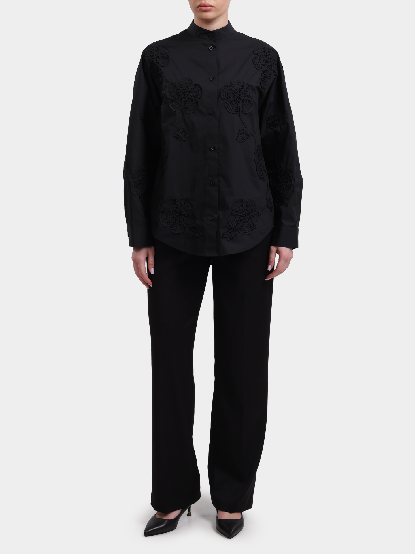 Блузка Liu-Jo BLACK LABEL CA6170 T039A 22222 черная женская с крупной вышивкой — купить в интернет-магазине Verdistore