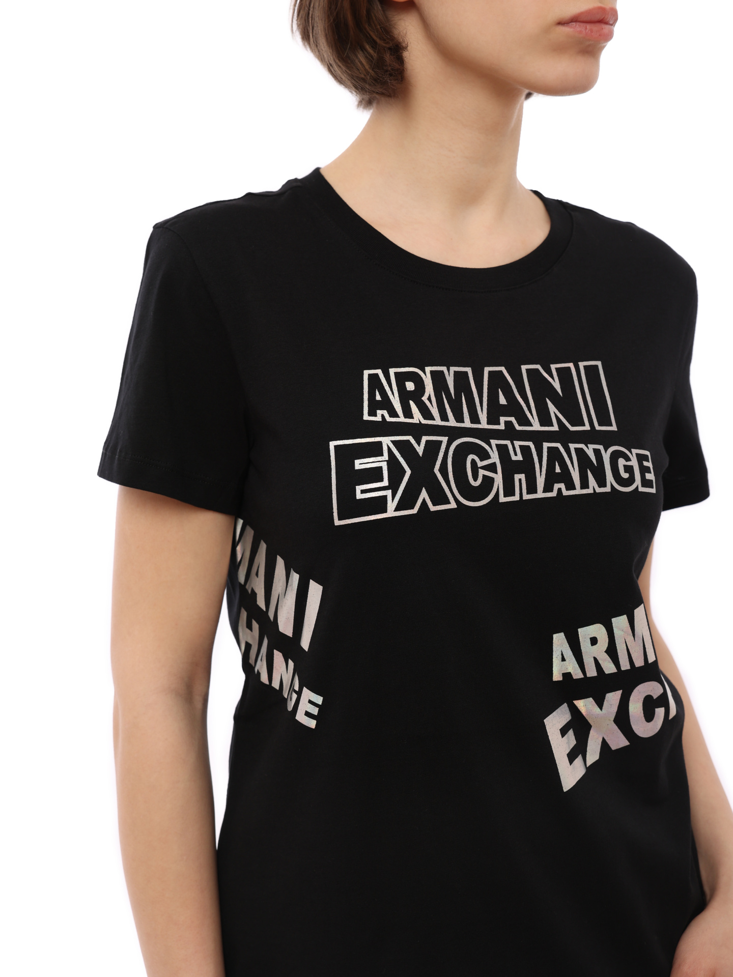 Футболка Armani Exchange 3RYTBD YJCHZ 1200 черная женская с логотипом — купить в интернет-магазине Verdistore