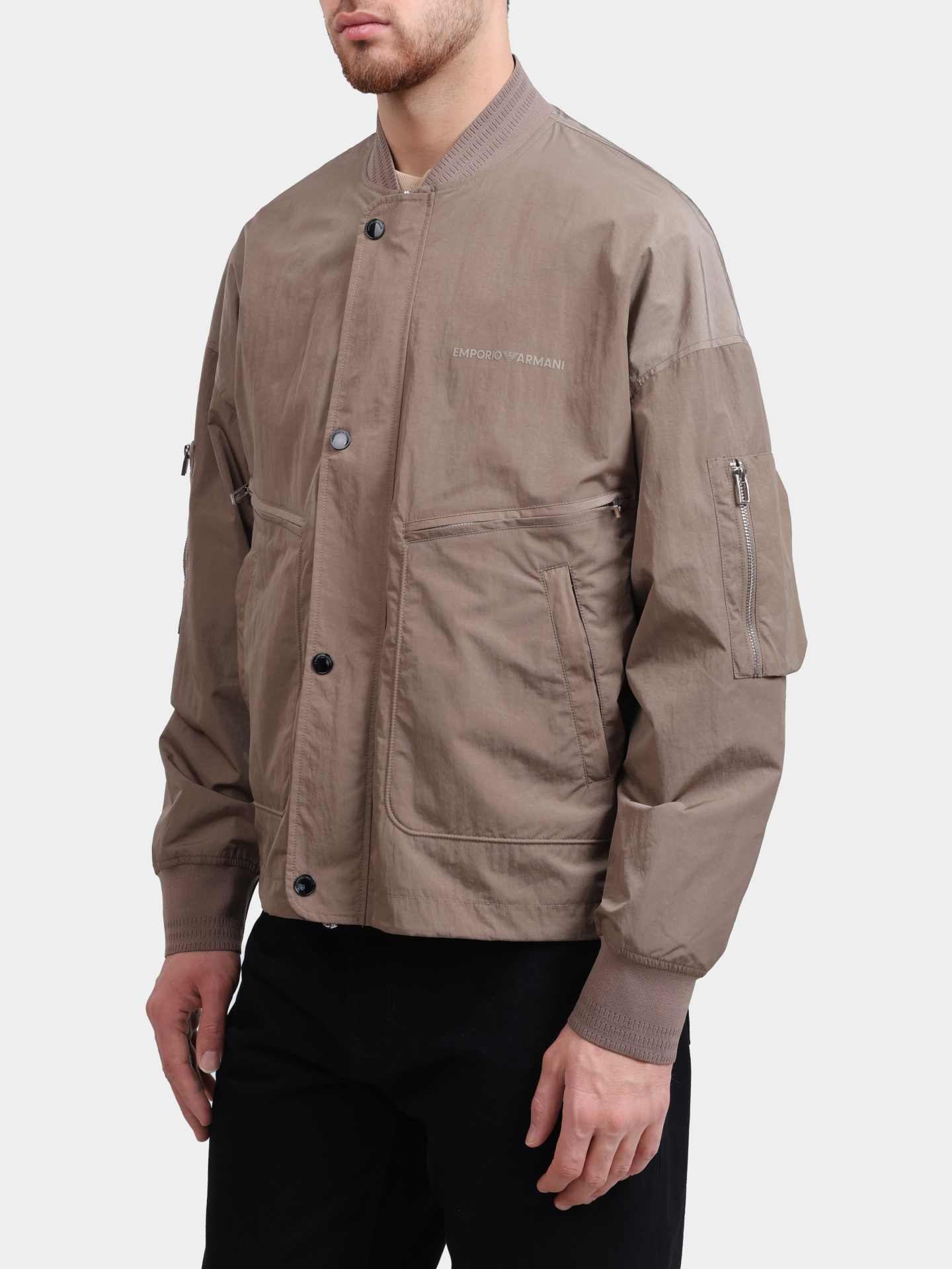 Бомбер Emporio Armani 3R1BM5 1NNFZ 0440 коричневый мужской с накладными карманами  — купить в интернет-магазине Verdistore