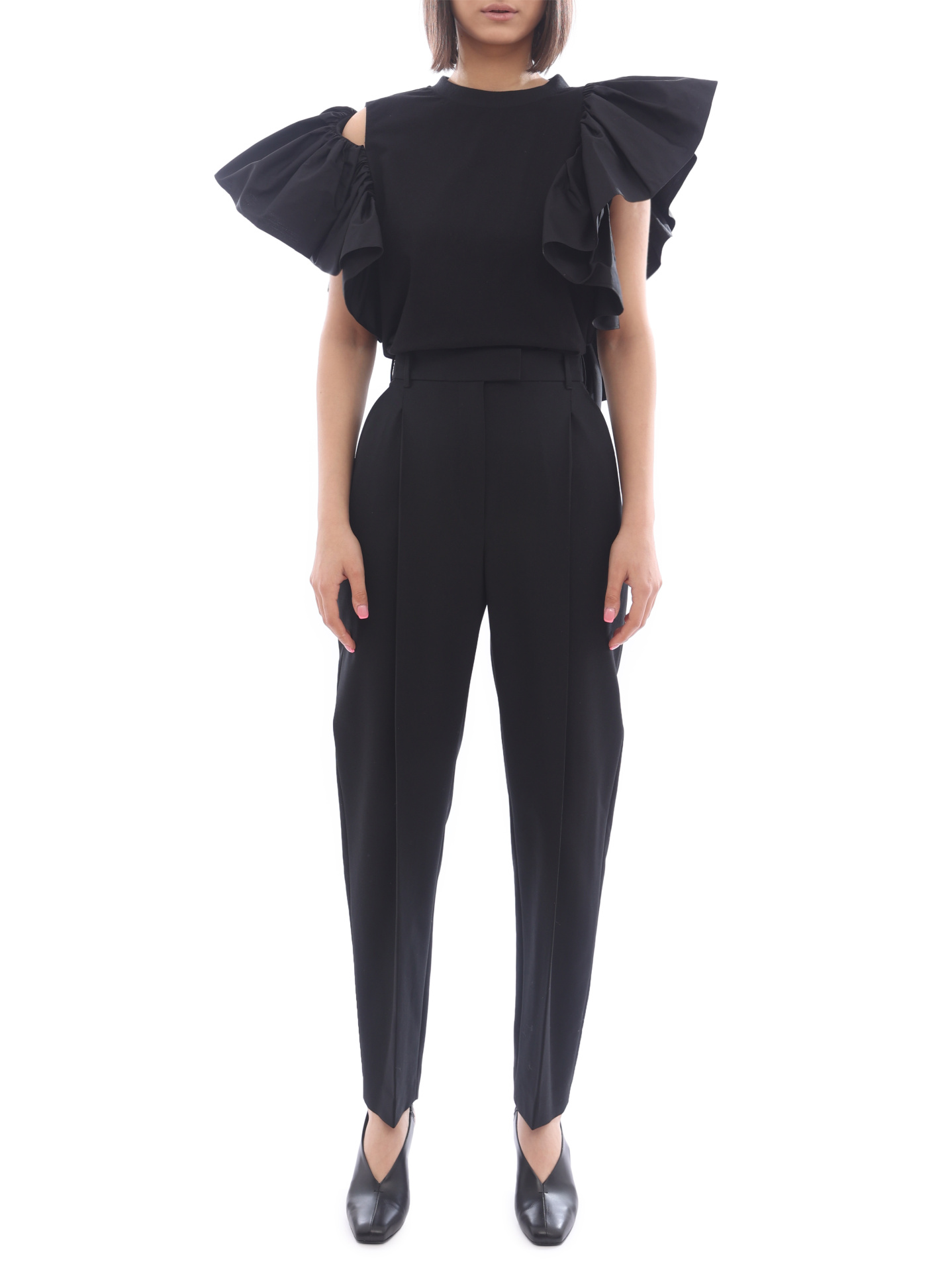 Брюки Alexander McQueen 682511-QJACA-1000 черные женские — купить в интернет-магазине Verdistore