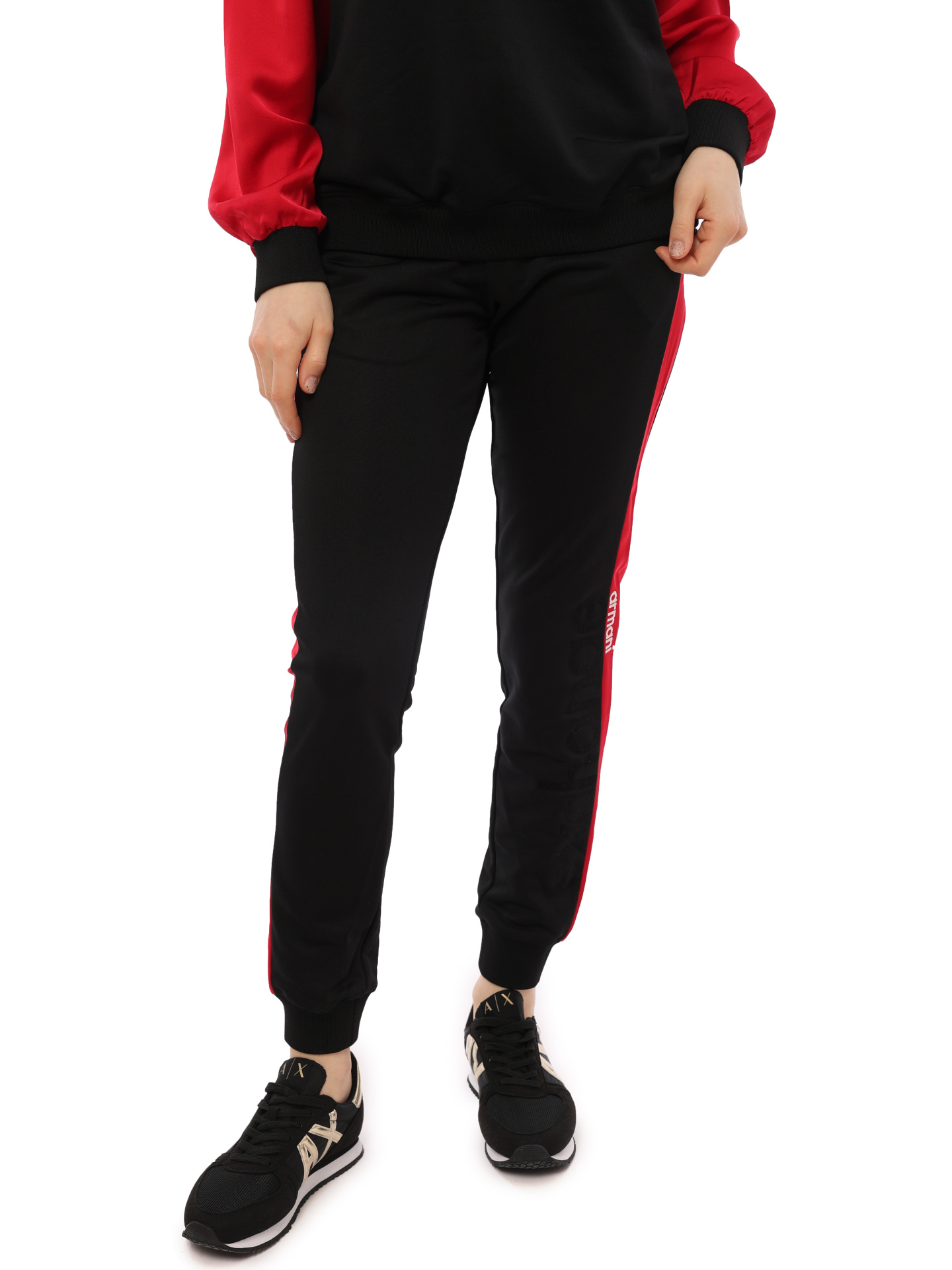 Брюки спортивные Armani Exchange 6HYP88 YJ8EZ 7280 черные женские с лампасами — купить в интернет-магазине Verdistore