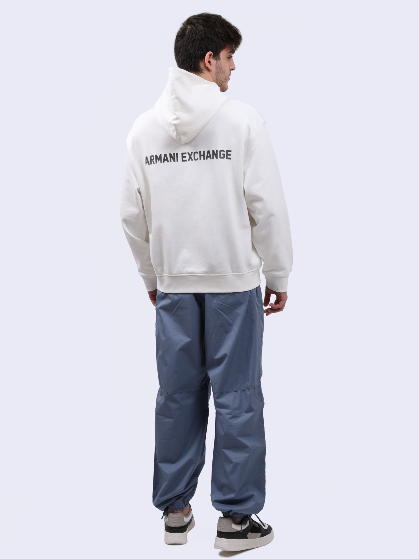 Худи Armani Exchange 6DZMLJ ZJ4XZ 1116 белое мужское из хлопка — купить в интернет-магазине Verdistore