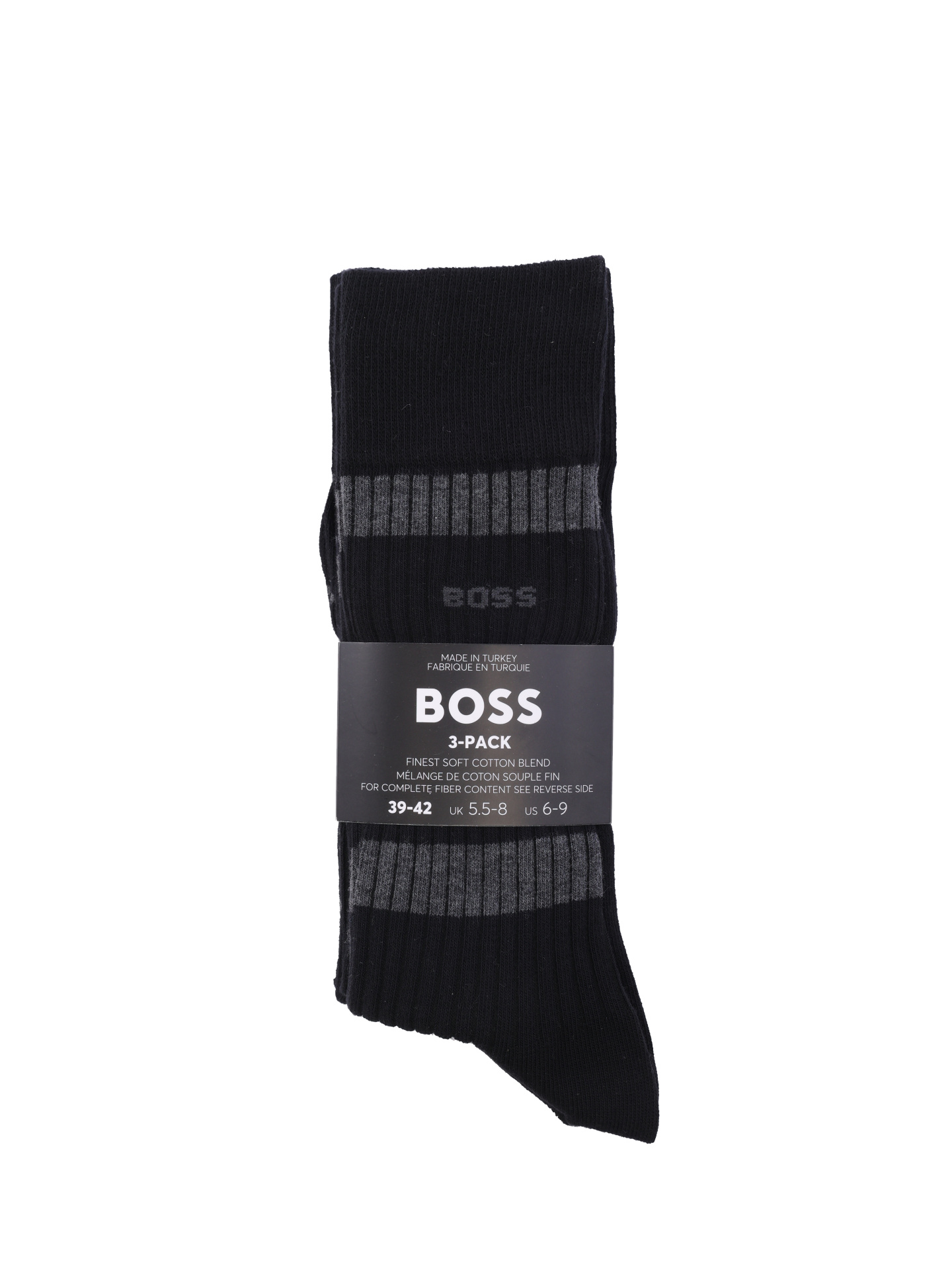Носки Boss 50495978 001 черные мужские с серыми полосами — купить в интернет-магазине Verdistore