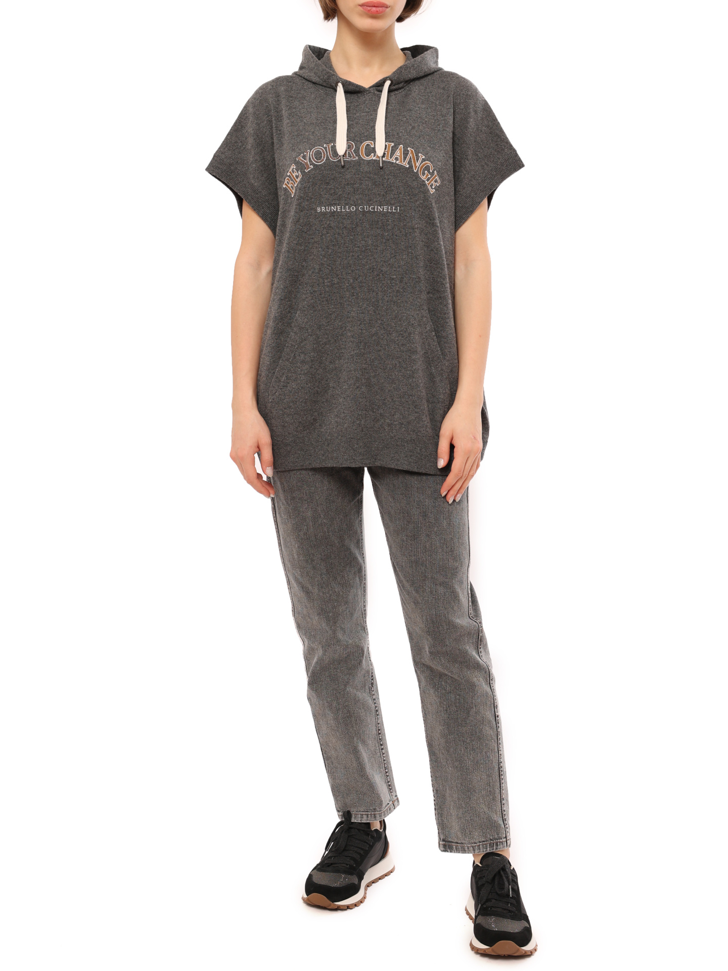 Худи Brunello Cucinelli M16187009 C079 серое женское — купить в интернет-магазине Verdistore