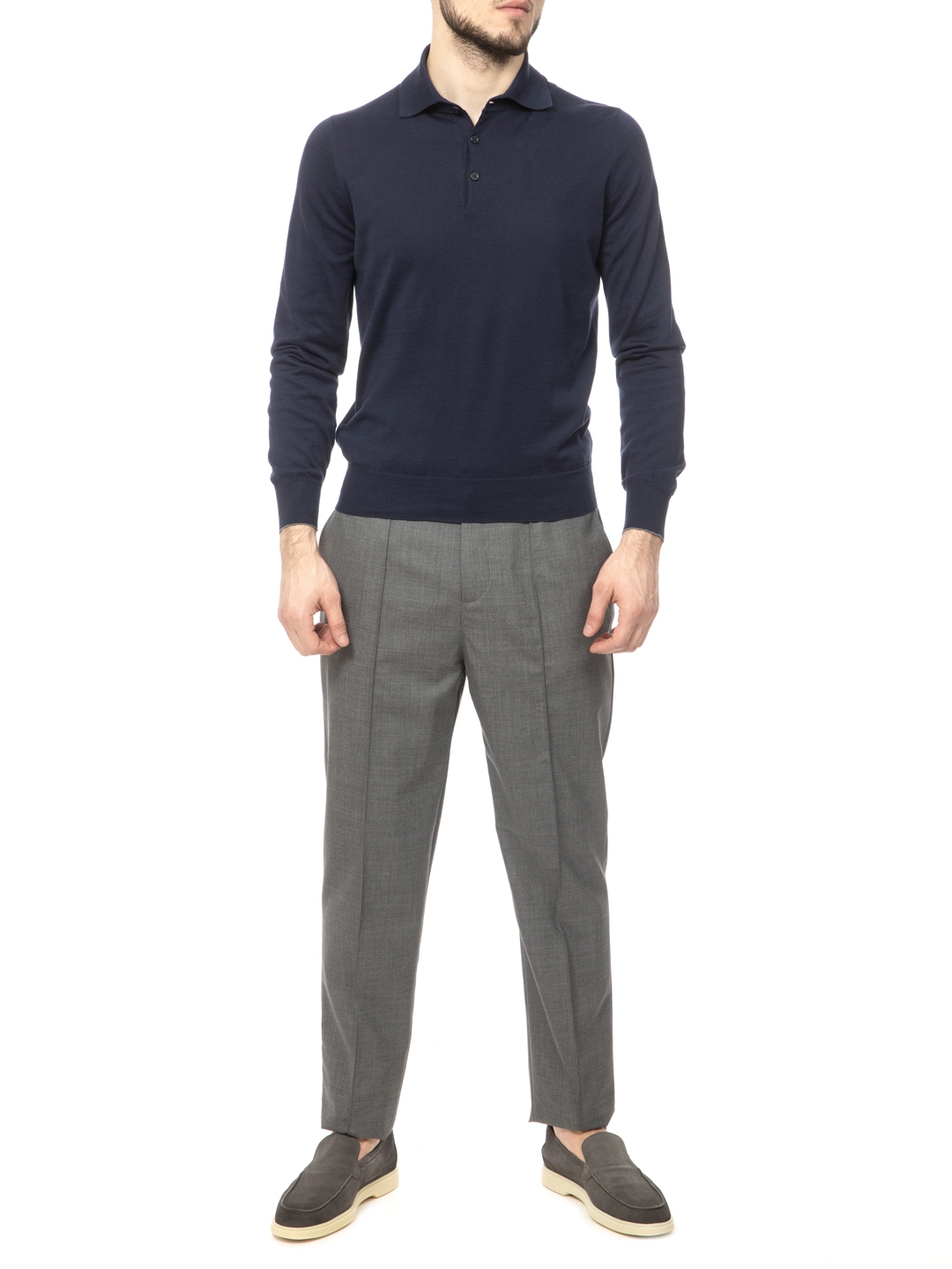 Джемпер Brunello Cucinelli M29800135 CA058 темно-синий мужской из хлопка — купить в интернет-магазине Verdistore