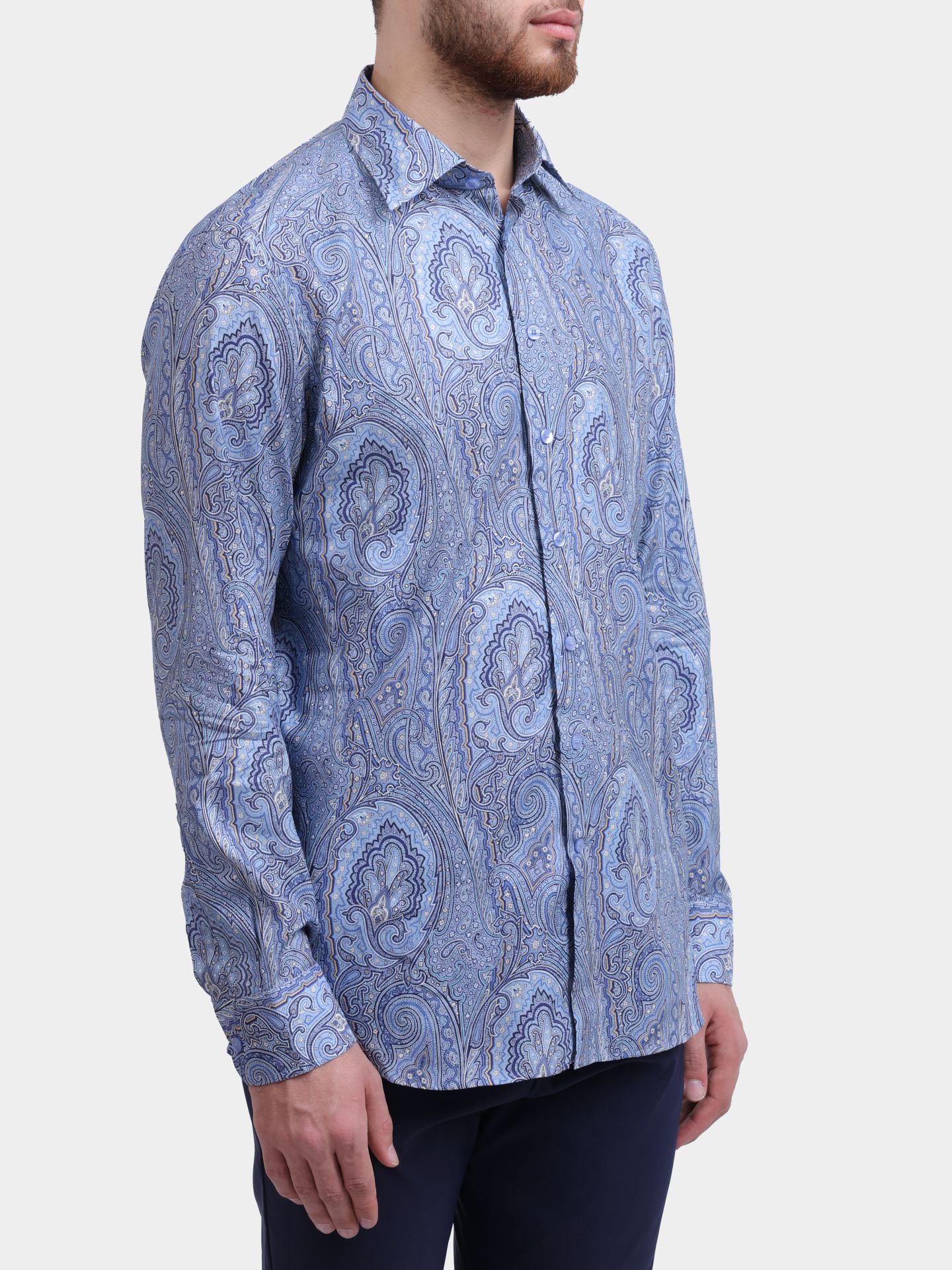 Рубашка ETRO MRIB0025 99SA5P2 X0880 голубая мужская с принтом пейсли  — купить в интернет-магазине Verdistore