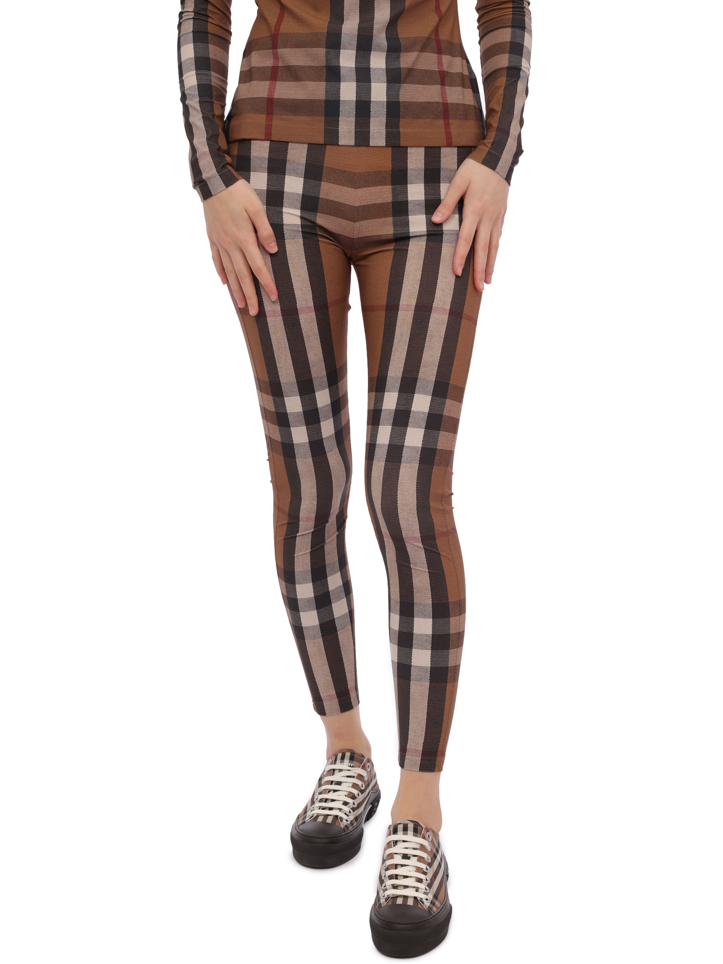 Леггинсы Burberry 8060866 A8894 коричневые женские — купить в интернет-магазине Verdistore